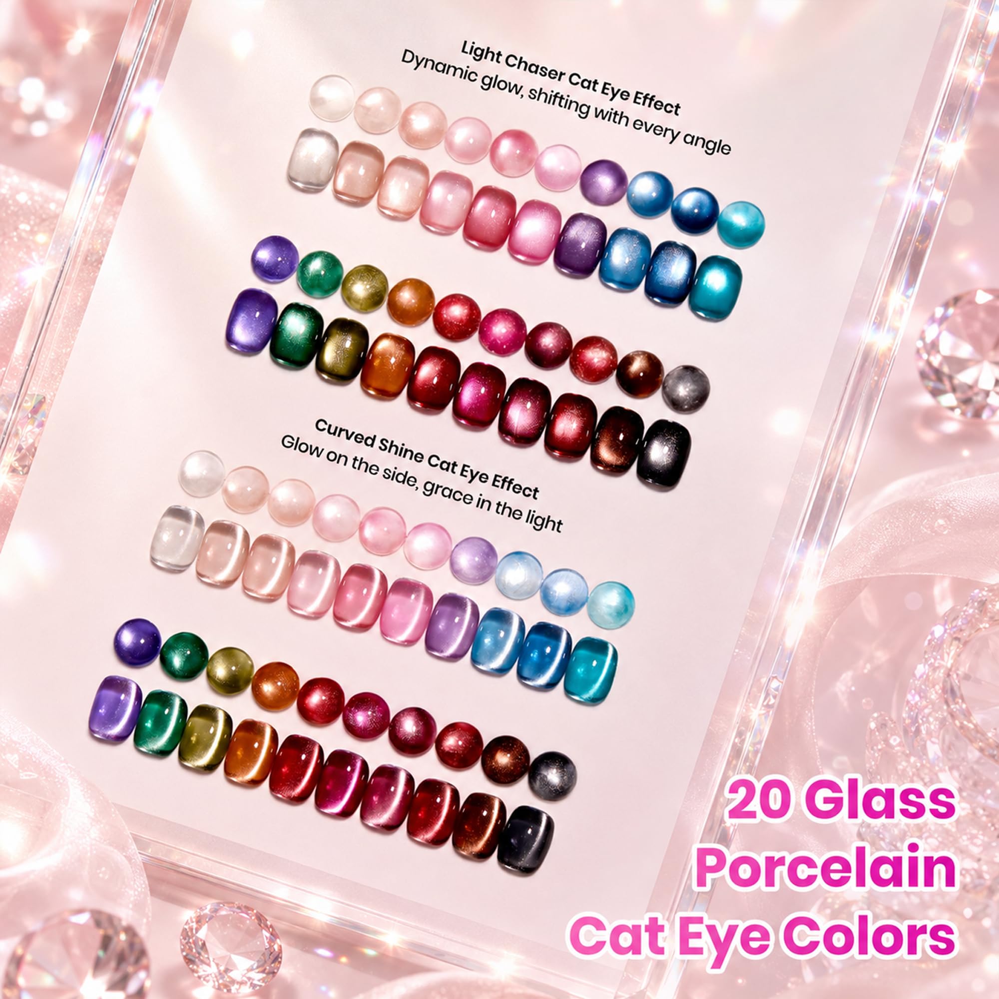 Beetles Timeless Gleam Cat Eye 20 Colors Summer Nails Gel Polish Set Glitter With Magnetic Base Matte Glossy Top Coat