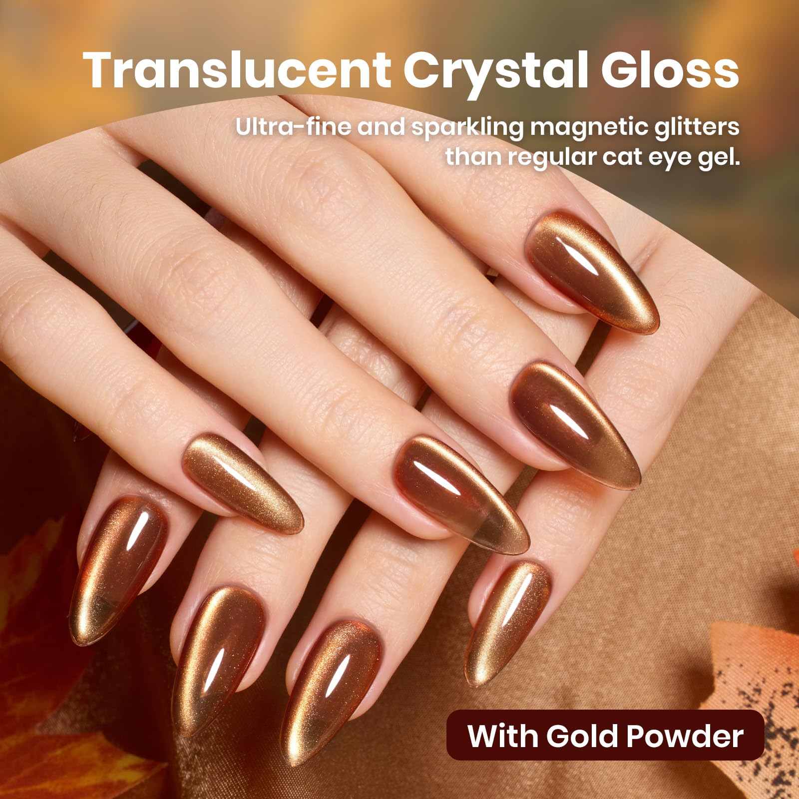 Golden Mirage - 6 Colors Cat Eye Glitter Magnetic Fall Gel Nail Polish Set