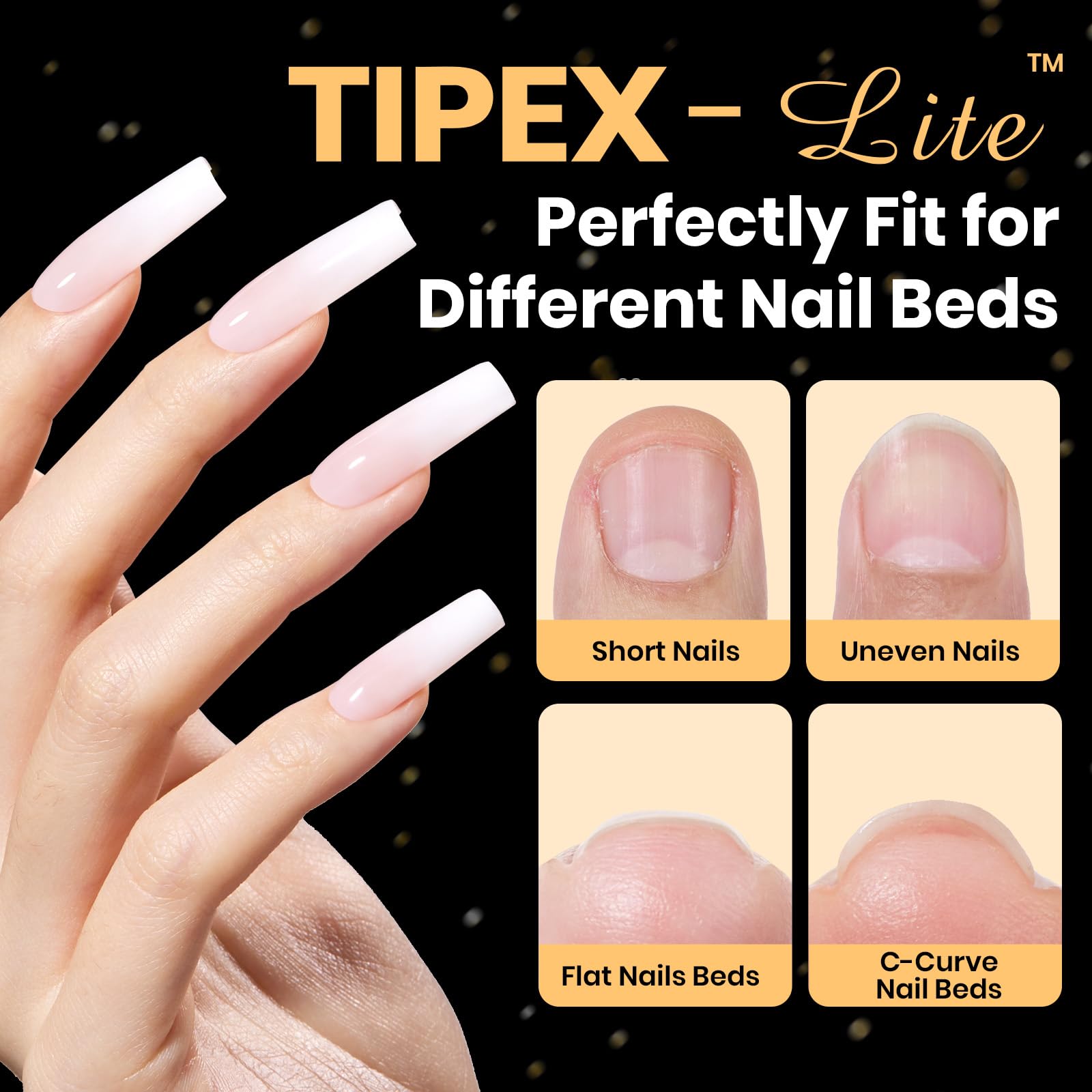 Beetles Tipex Lite Apex Nail Tips - Square Long 256pcs 16 Sizes
