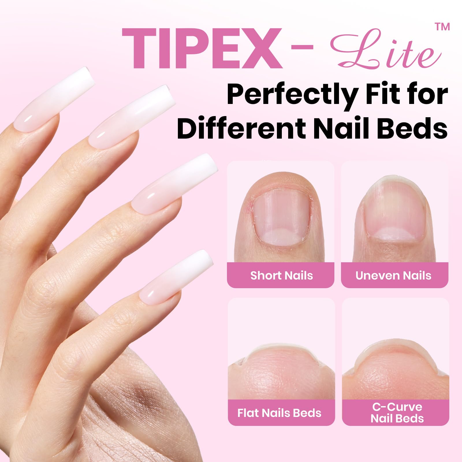 Beetles Tipex Lite Apex Nail Tips - Square Long 96pcs 16 Sizes