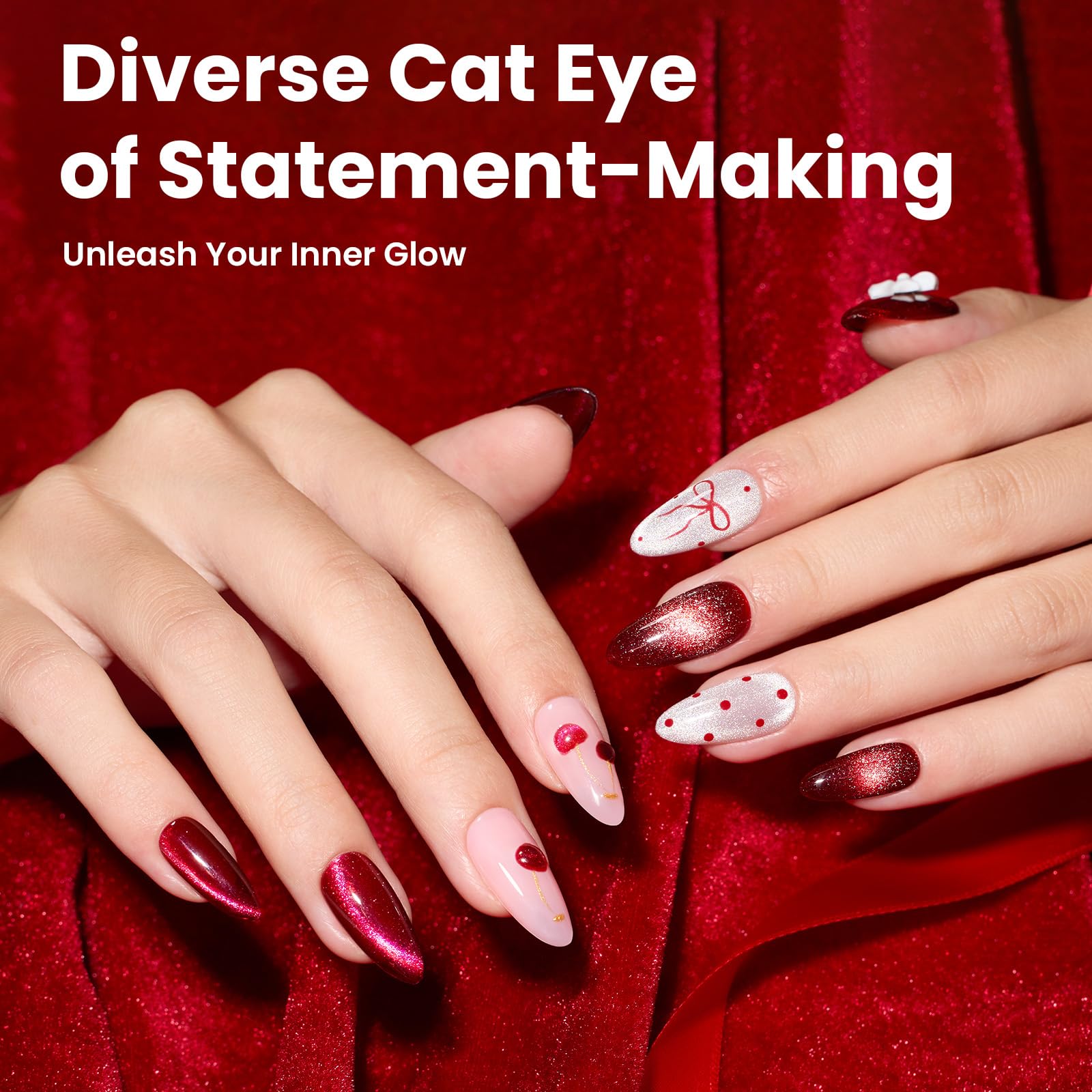 Sultry Burgundy - 6 Colors Burgundy Glitter Cat Eye Magnetic Fall Gel Polish Kit