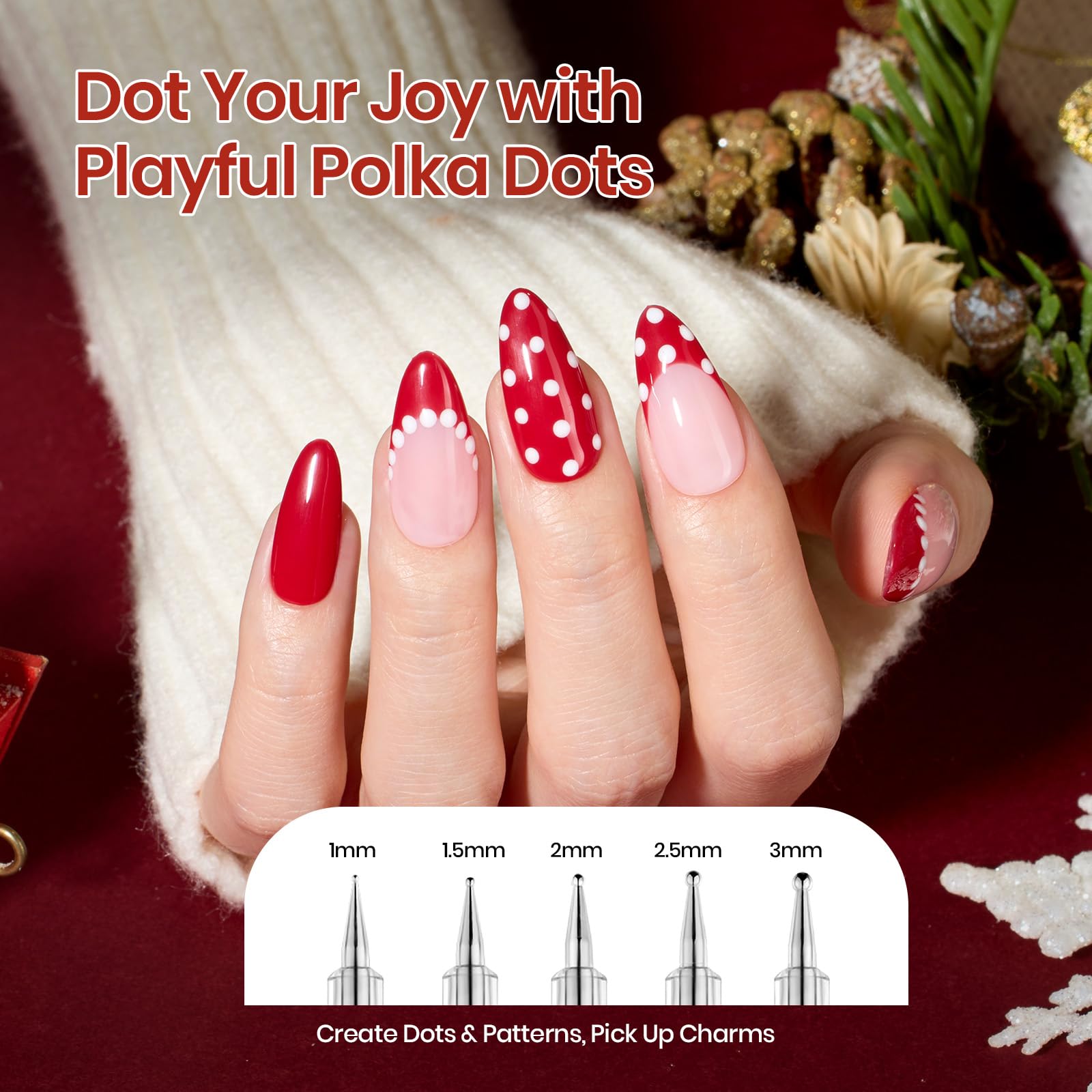 Beetles Christmas Nail Art Brushes 8pcs – Crystal Christmas Nail Art Tools