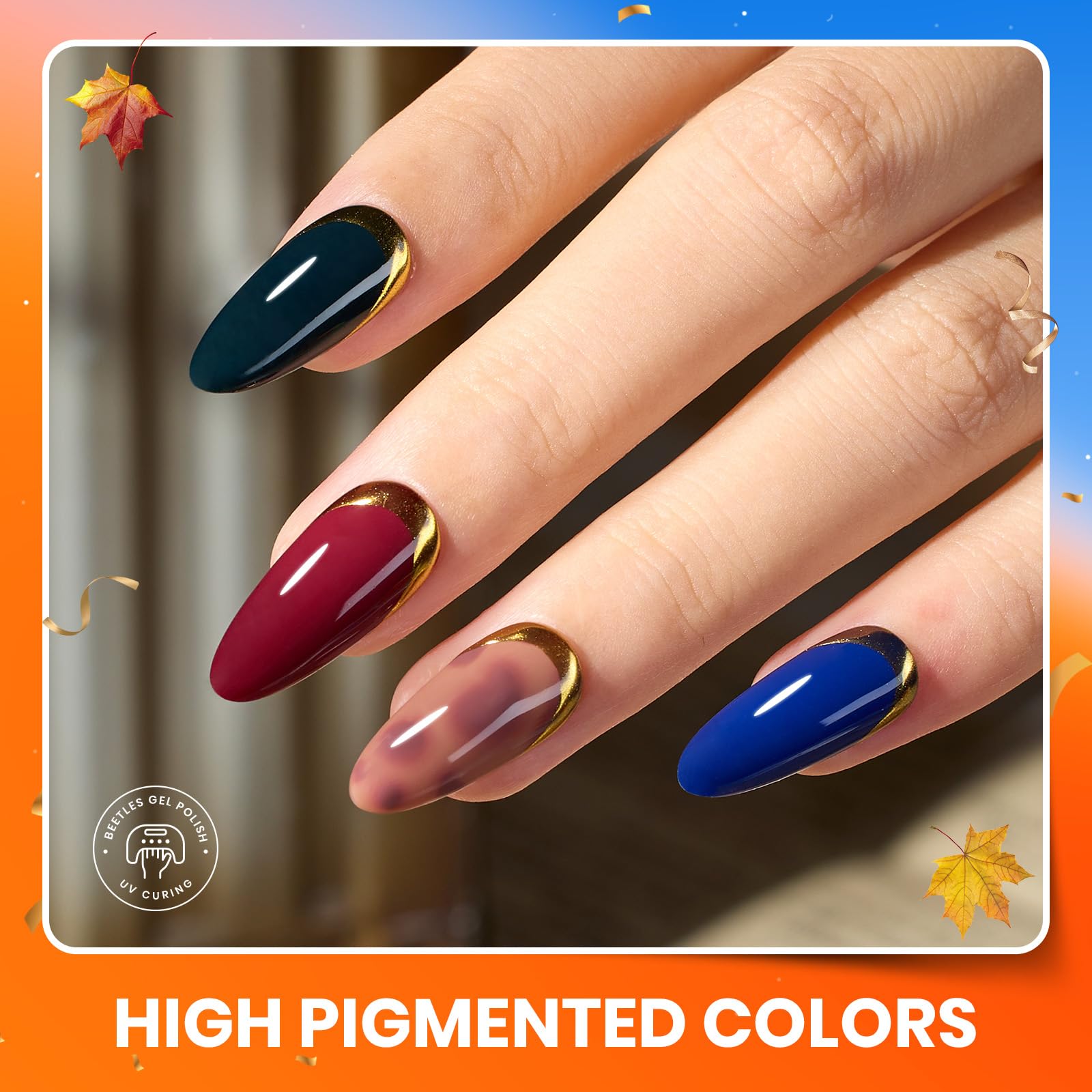 Beetles Gel Polish Manhattan Collection - 20 Colors Burgundy Red Brown Gold Champagne Glitter Fall Set