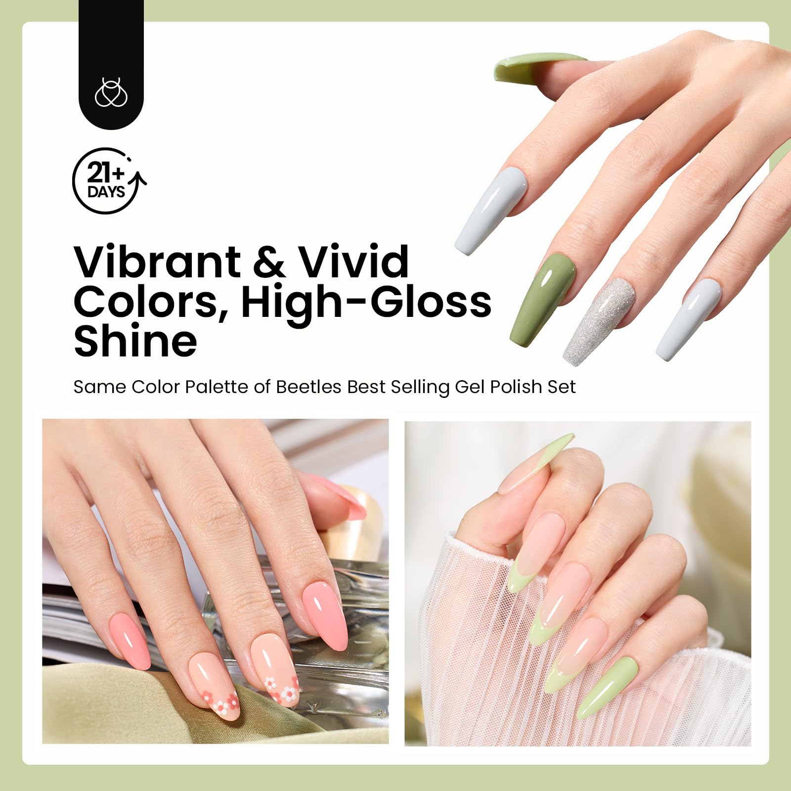 Green Glitter |  6 color D powder Dip Nail Kit set