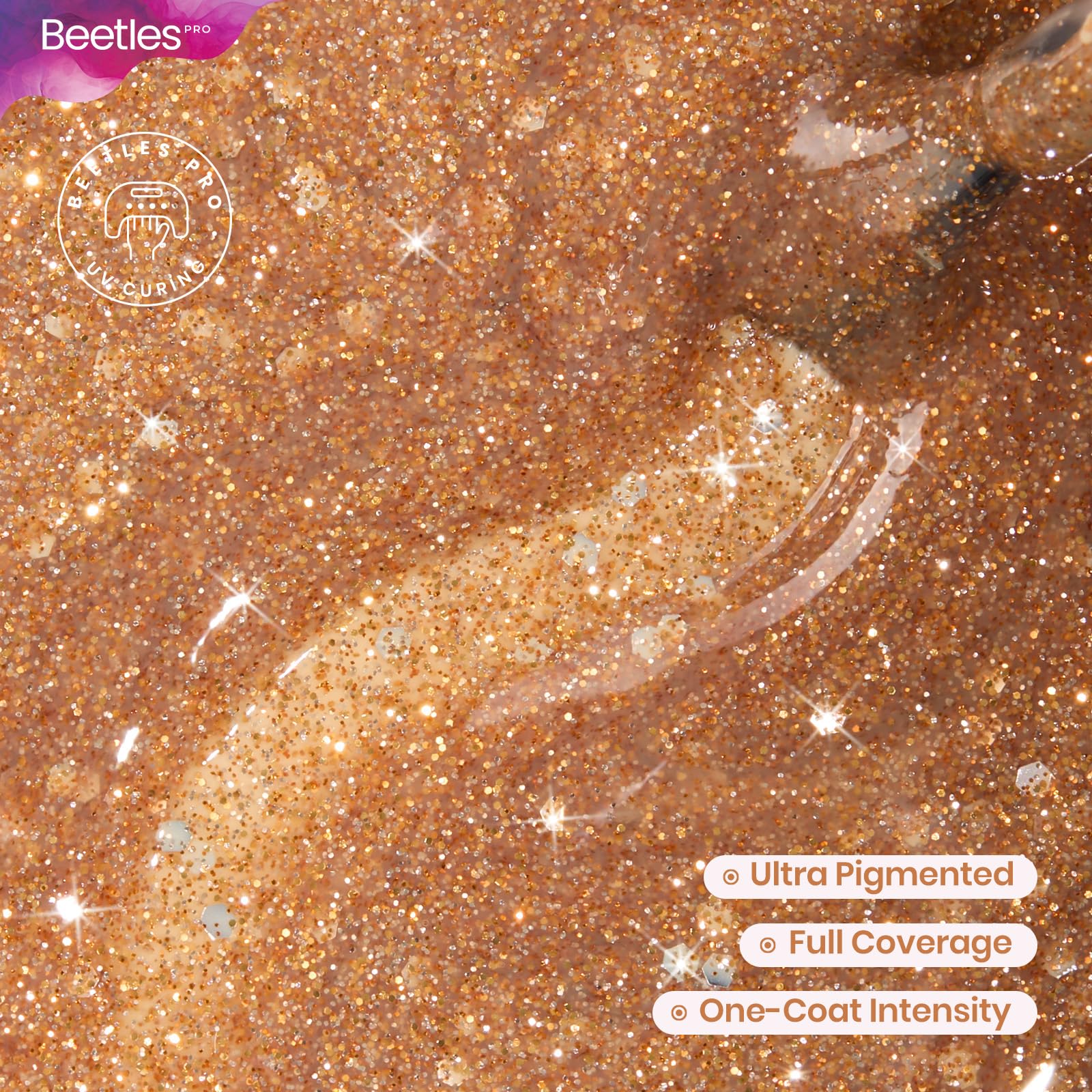 Beetles Pro Gold Glitter Gel Polish - Bitter But Polished, Gold Color 20ML Glitter Gel Polish