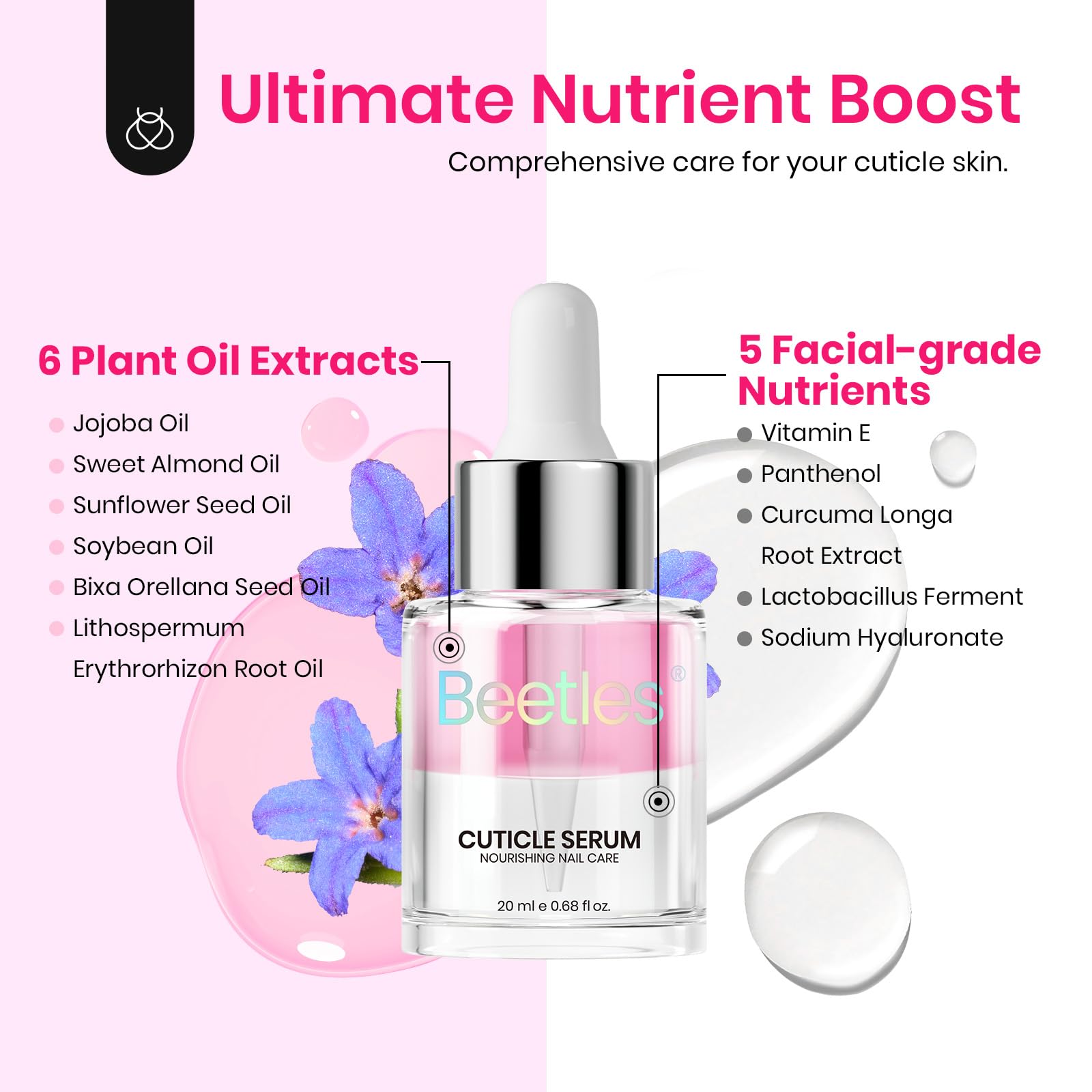 Beetles Cuticle Oil For Nails 20ml Nail Care Oil Stronger