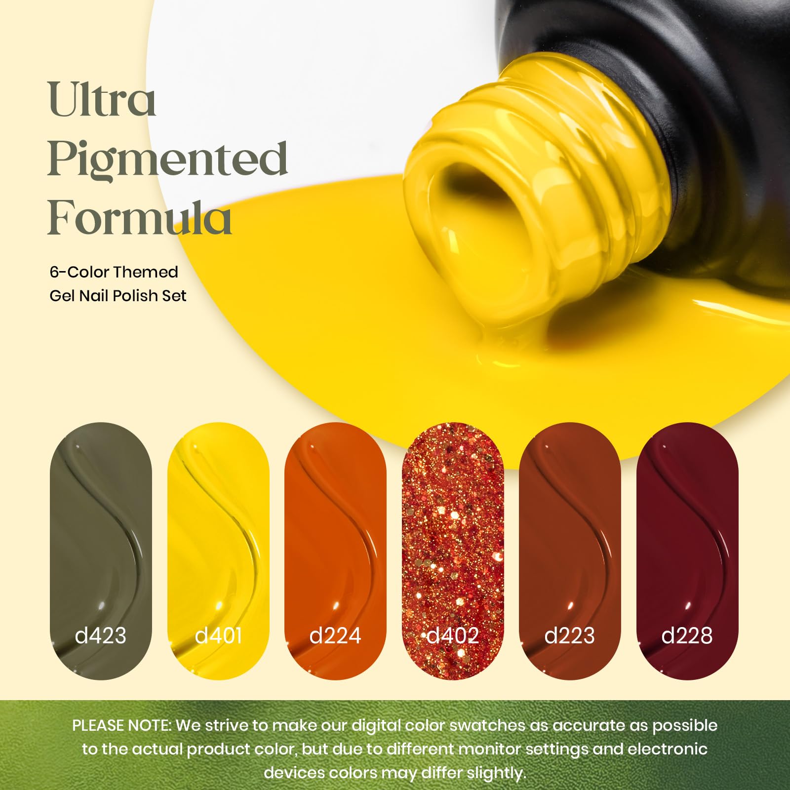 Golden Season - 6 Colors Fall Glitter Gel Nail Polish Set