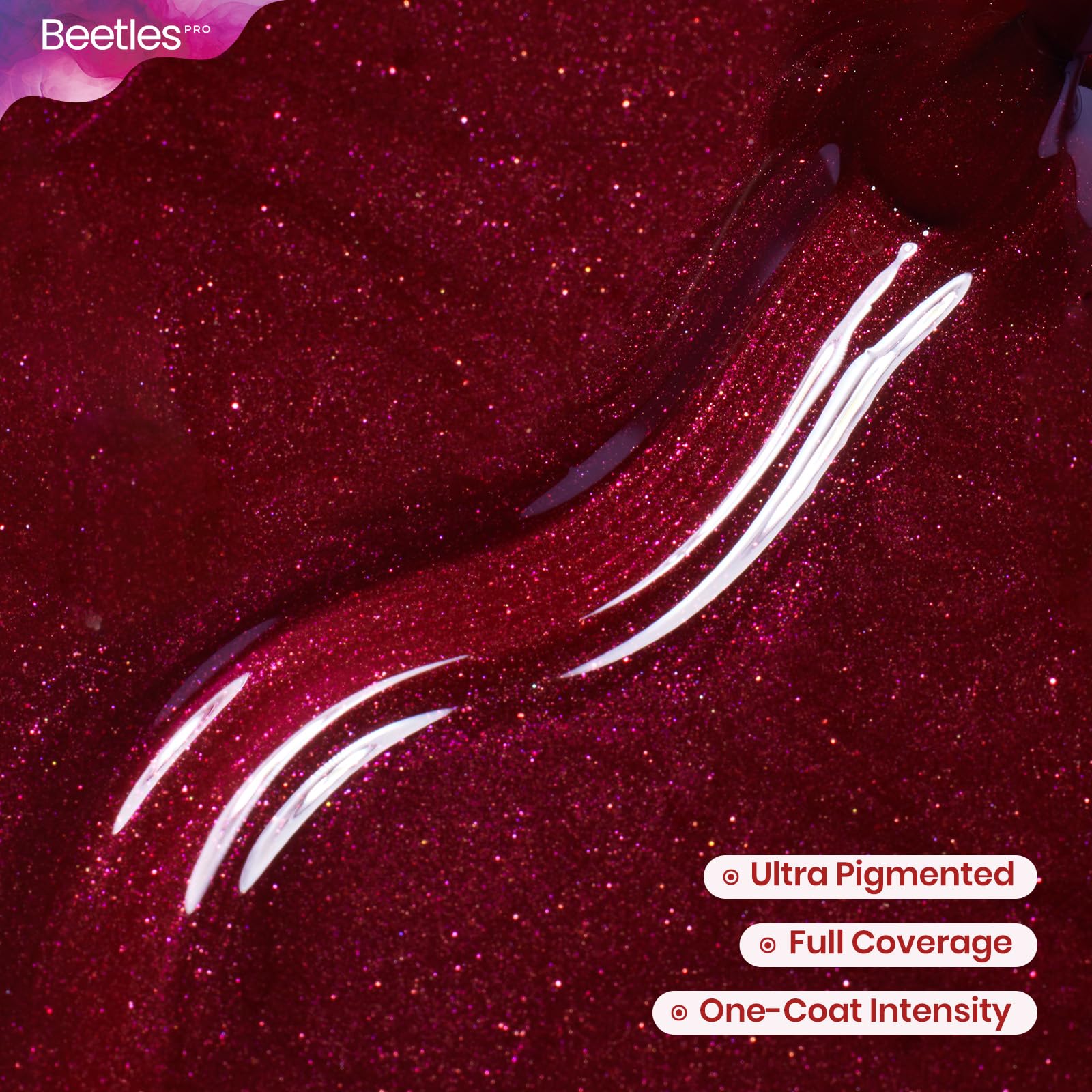 Beetles Pro Red Gel Polish - Emotional Support Red, Cherry Mocha Burgundy Color 20ML Glitter Gel Polish