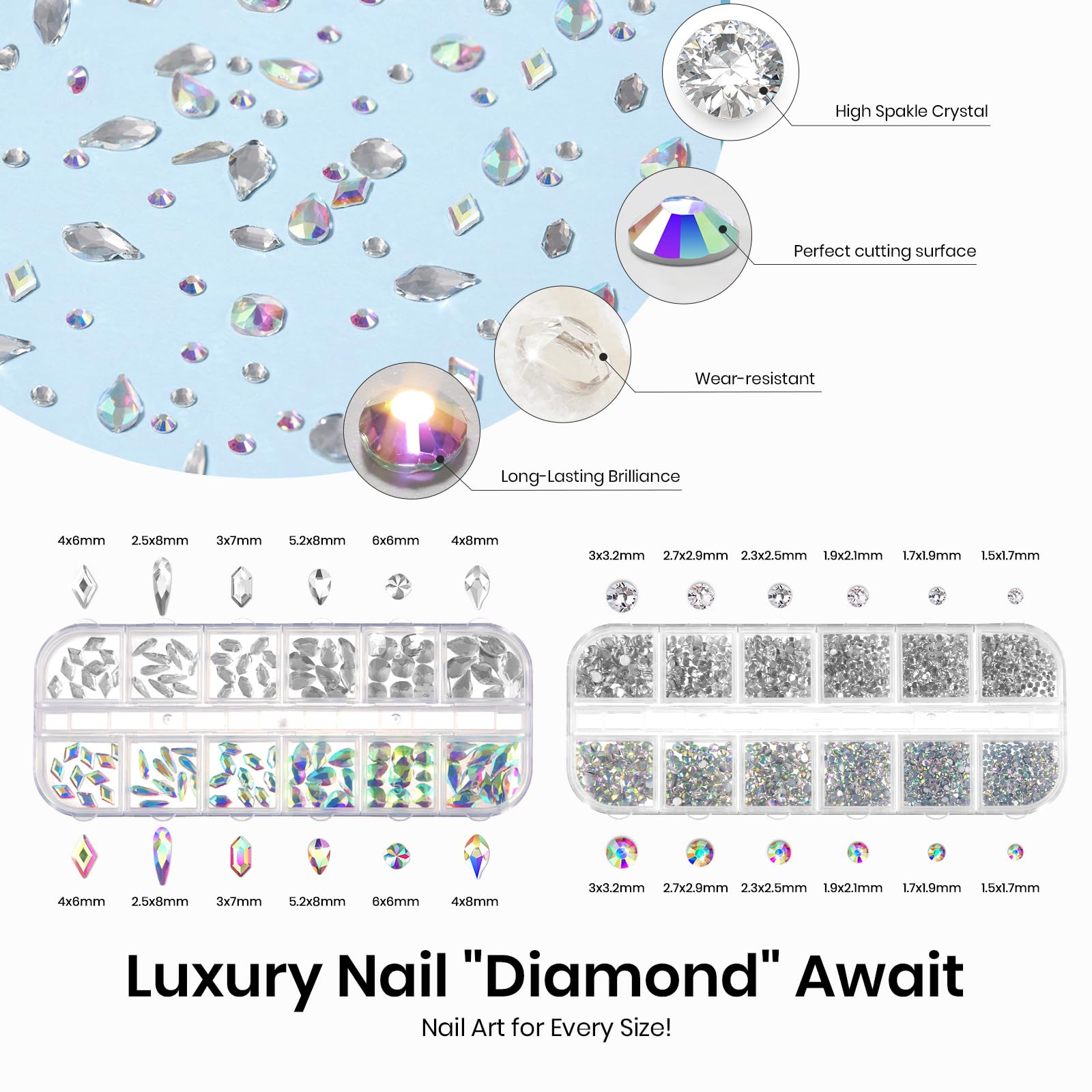 Nail Art Glue & Rhinestones Set Gel Polish Nail Glue with Gems 15ml