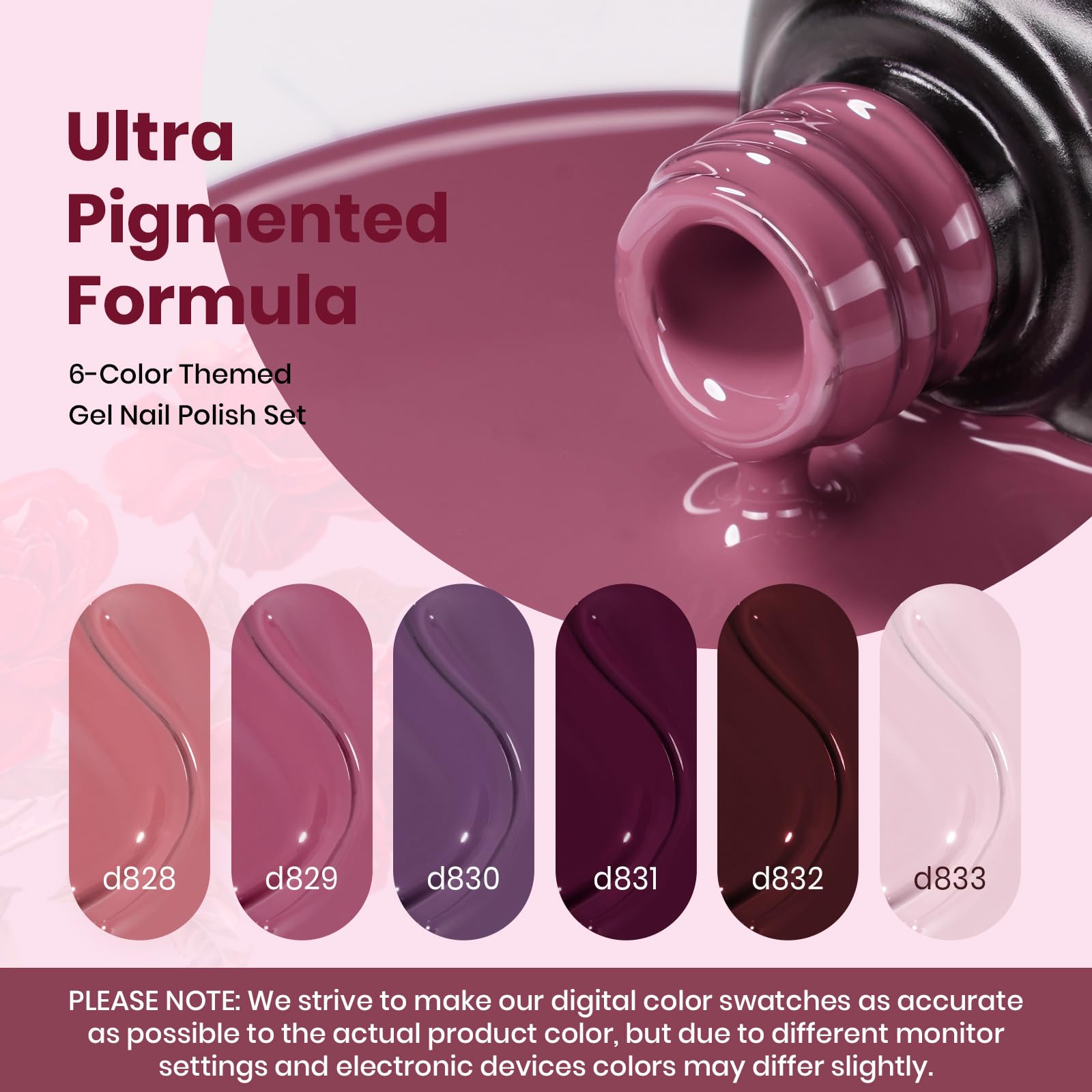 Rose Petals - 6 Colors Purple Gel Nail Polish Set