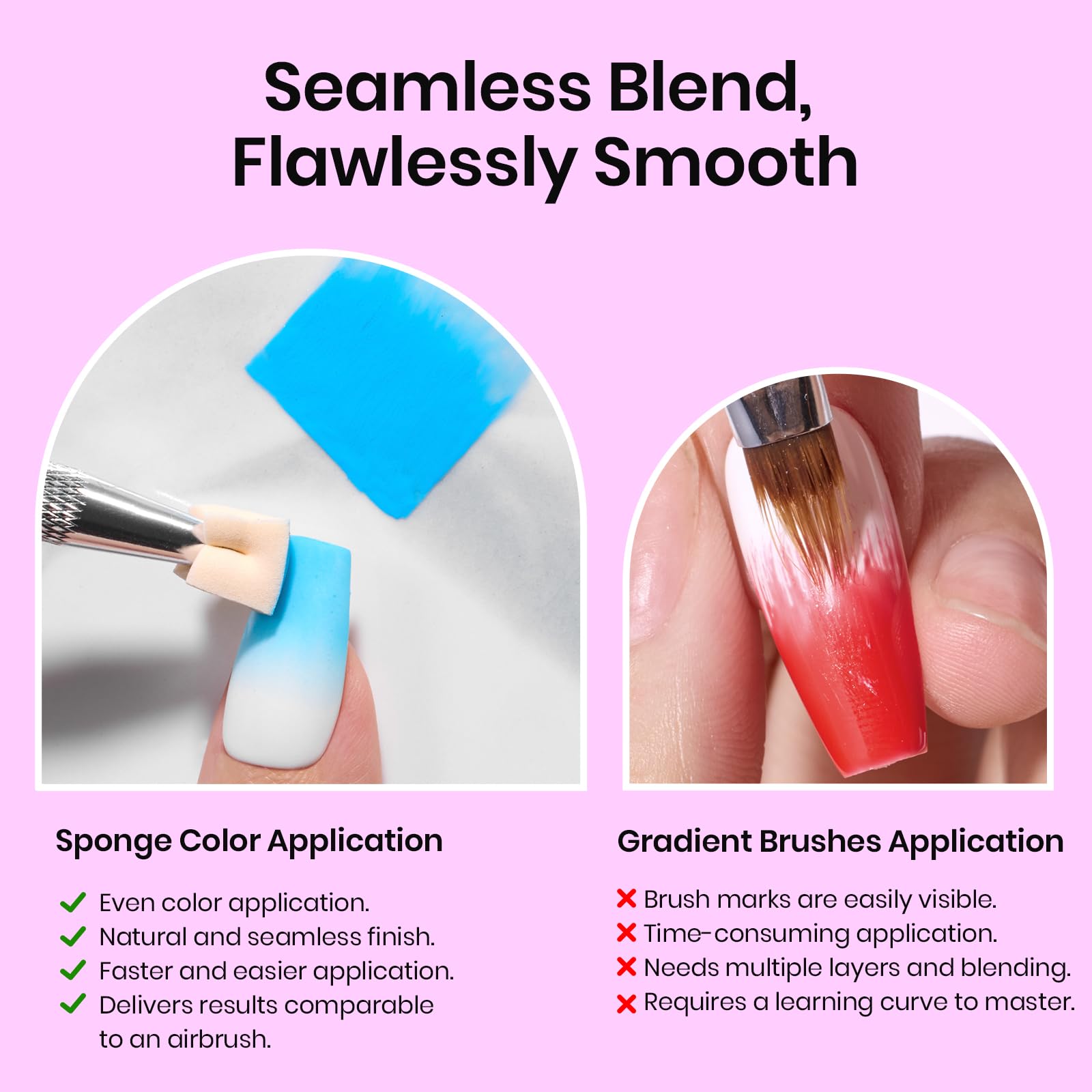 150Pcs Soft Nail Sponges for Ombre Colorful Nail Sponge with Grabbing Pen Blooming Nails Art Brushes