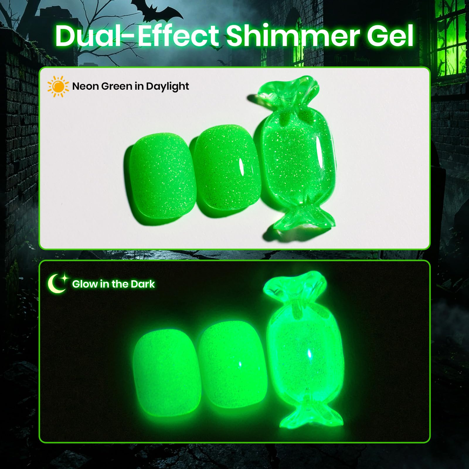Green Flame-Beetles Halloween Glow In The Dark Gel Nail Polish 15ML Neon Green 2026 Limited Edition