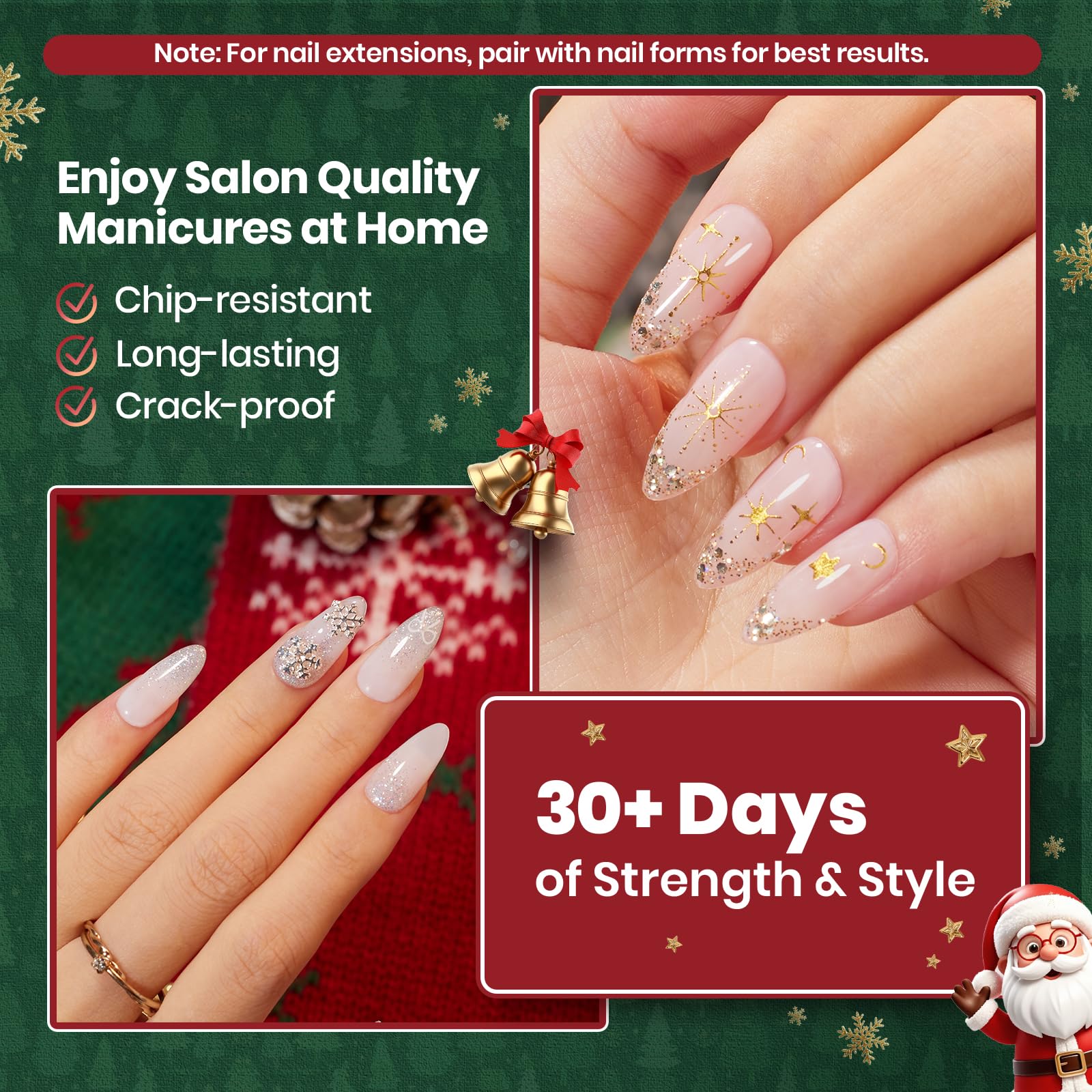 Beetles Christmas Builder Gel Kit HEMA Free-Enchanted Night 8 in 1 Nail Thickening Strengthening Building Apex