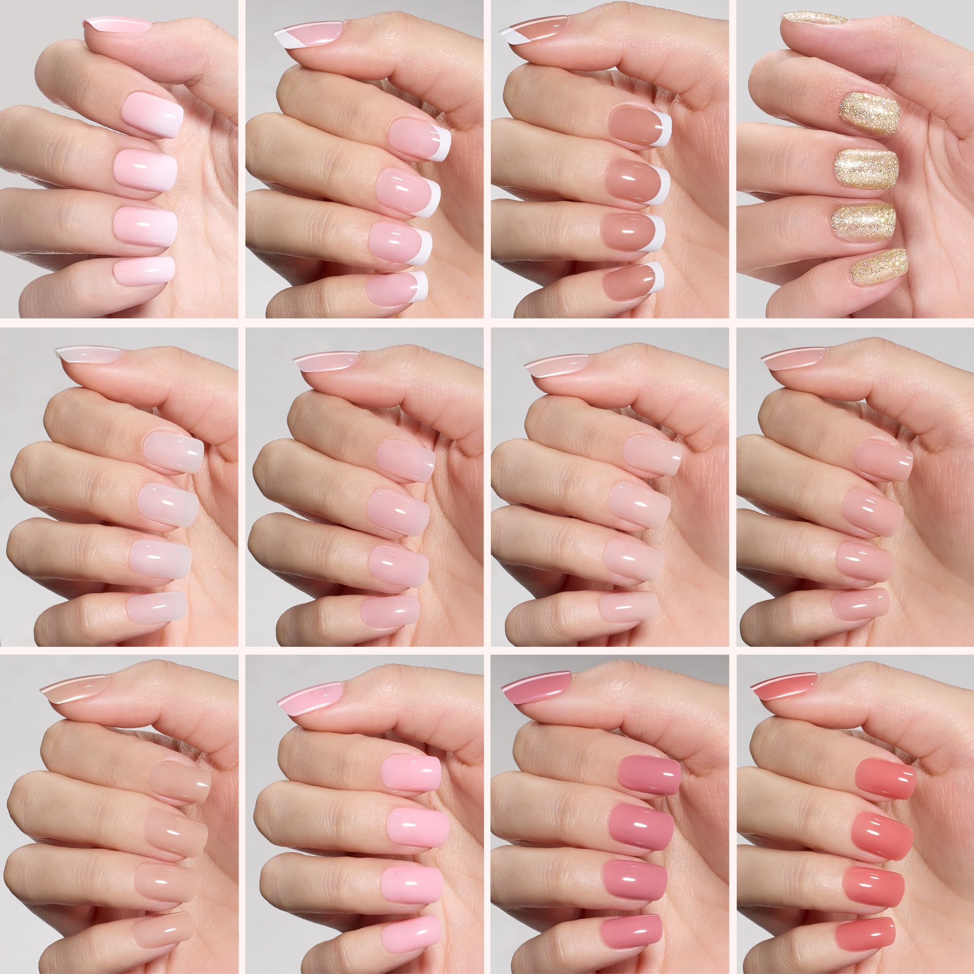 Beetles Press On Nails Kit - Caramel Drift | 360Pcs 12 Colors Short Square Press On Nails