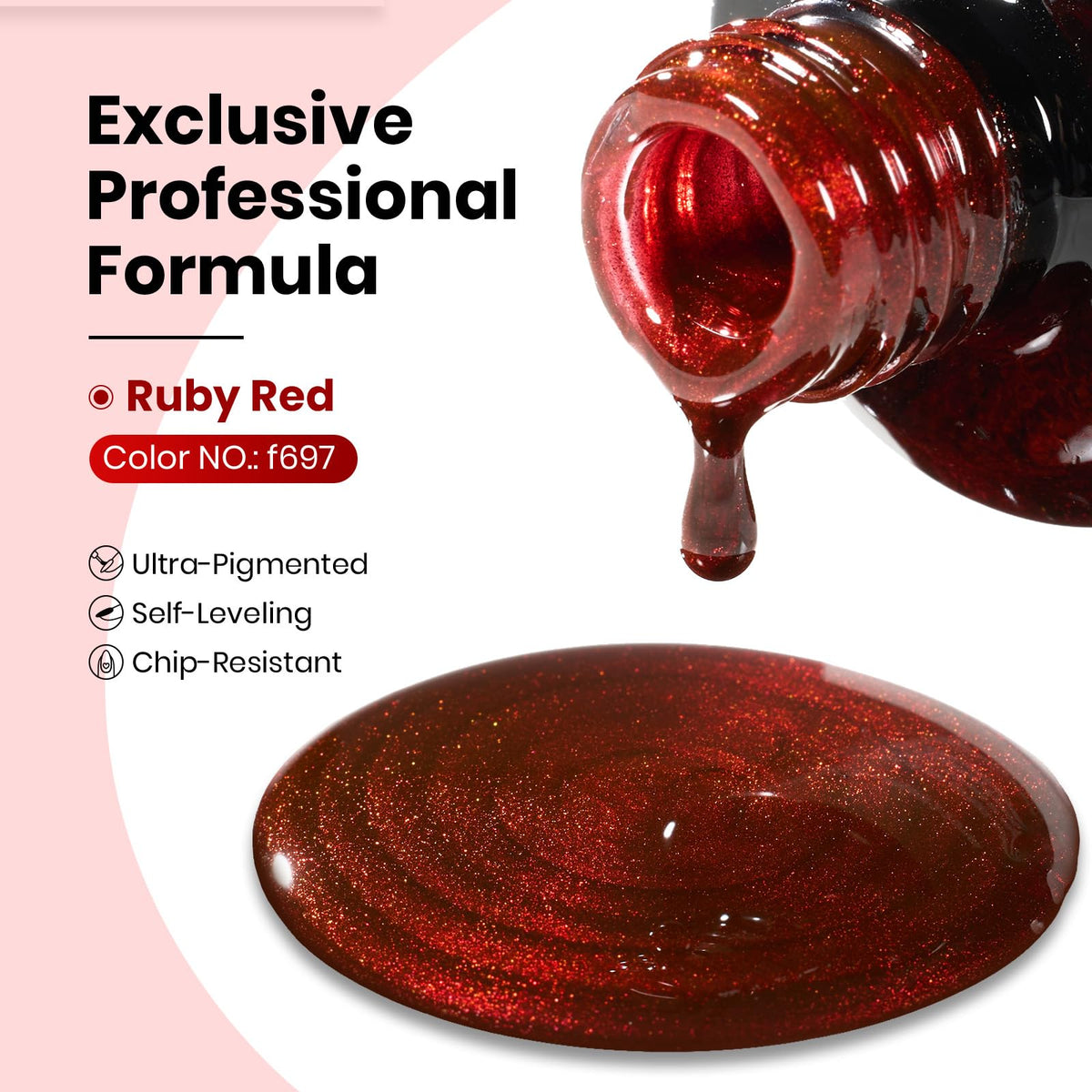 Beetles Gel Polish Ruby Red Cat Eye Gel Nail Polish 15ML Glitter Red Gel