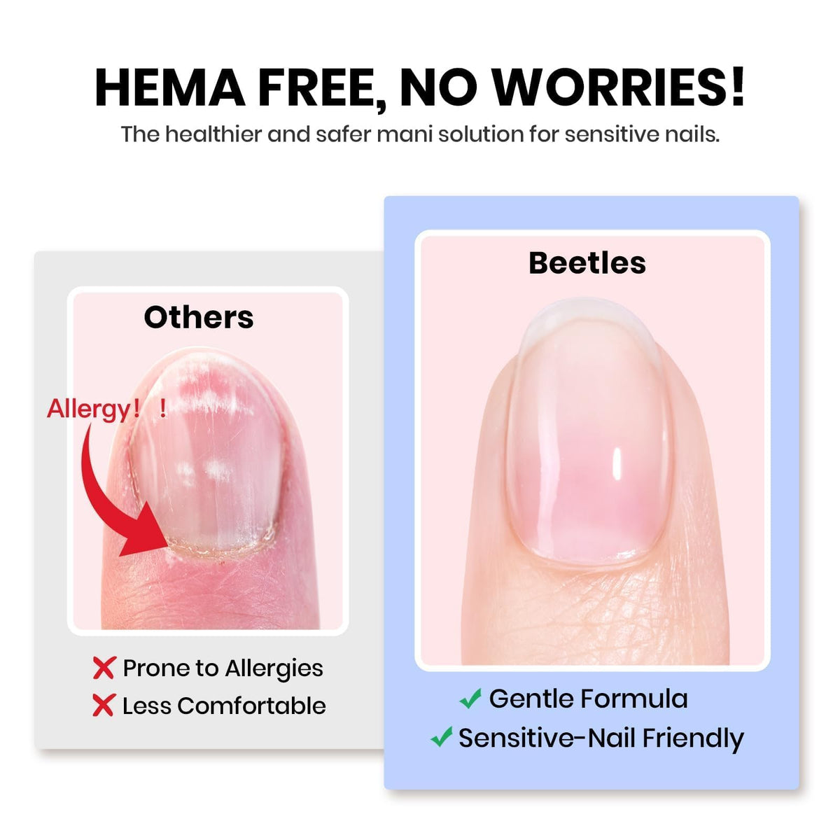 Beetles 4Pcs 15ml HEMA-Free Nail Tips Glue Kit with Clear Builder Nail Gel