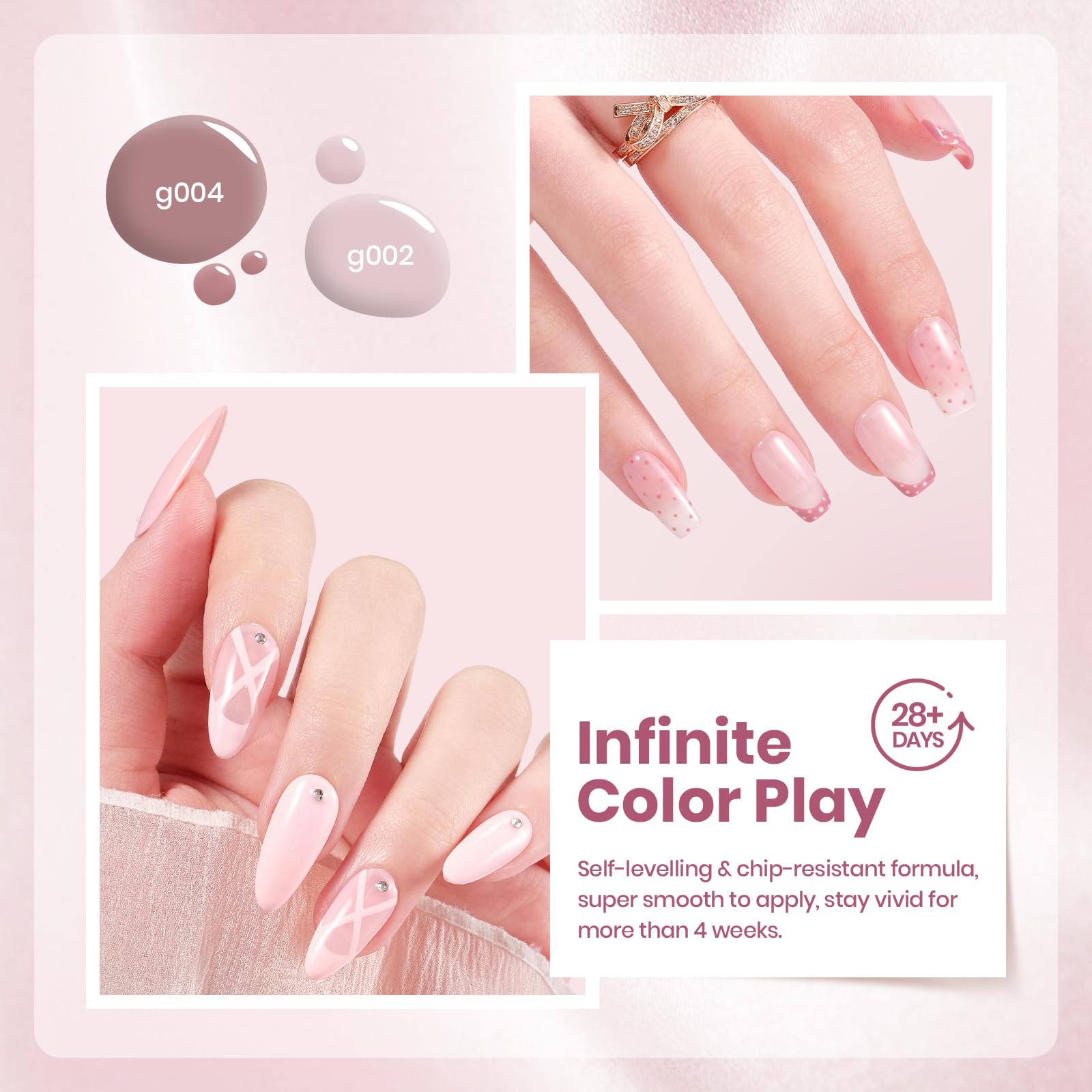 Beetles Nude Pink Gel Polish Set - Cozy Palette 6 Colors Gel Nail Polish Set, Nude Light Baby Pink Colors