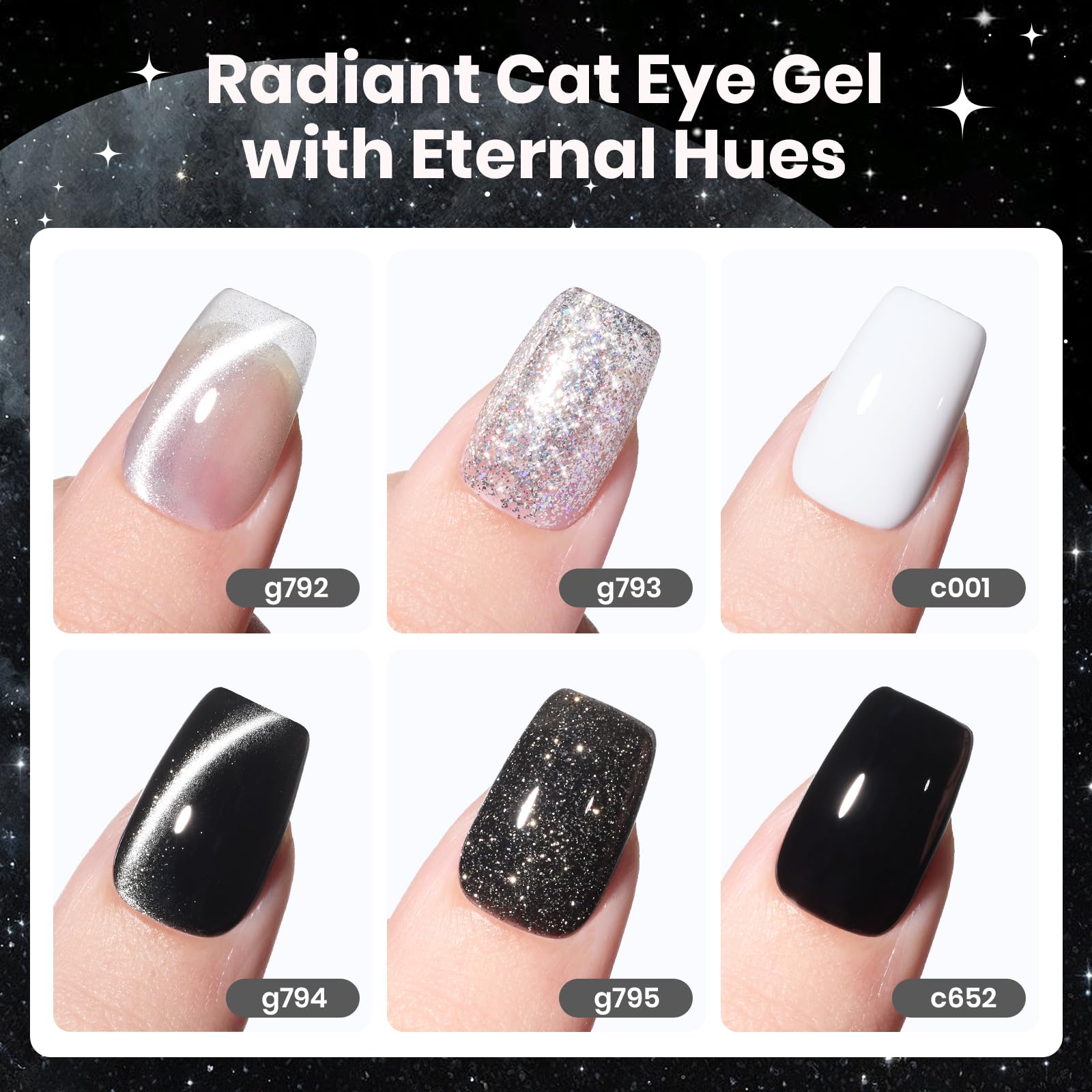 Beetles Sparkling Platinum 6 Colors Twilight Gleam Shine Cat Eye Glitter Shimmer Gel Nail Polish Set