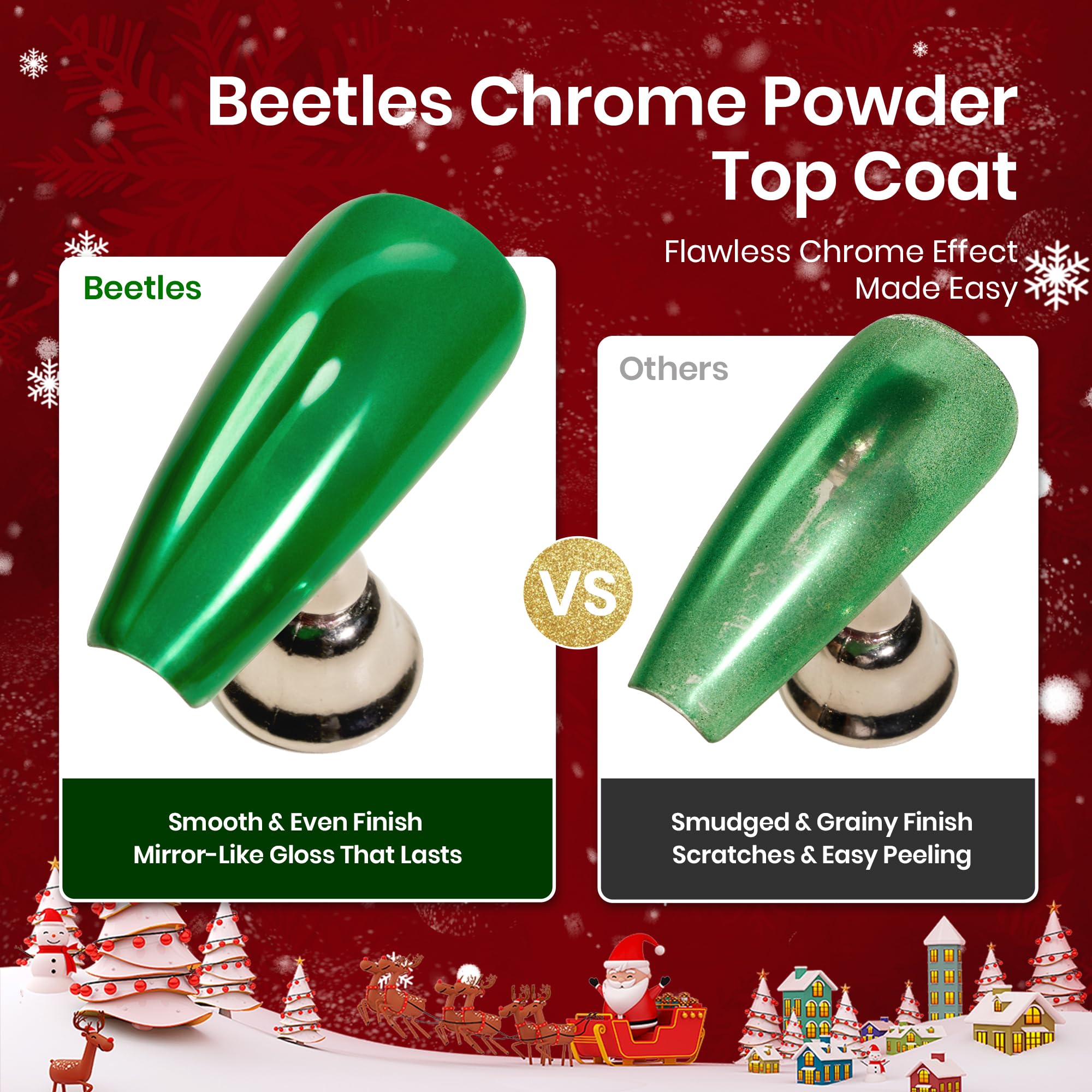 Beetles Christmas Gel Top Coat for Chrome Nail Powder - 15ml Chrome Top Coat