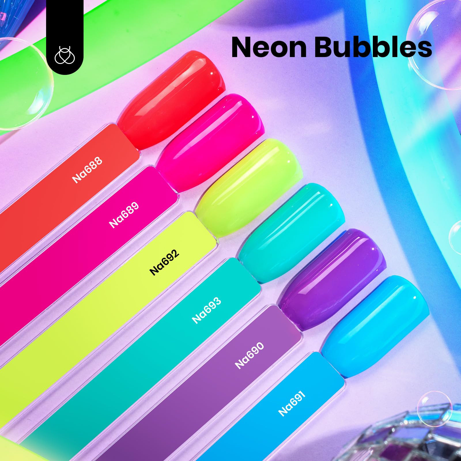 Neon Bubbles | Colorful Bottle 6 Color Each 15ml Blue Yellow Pink Gel Polish