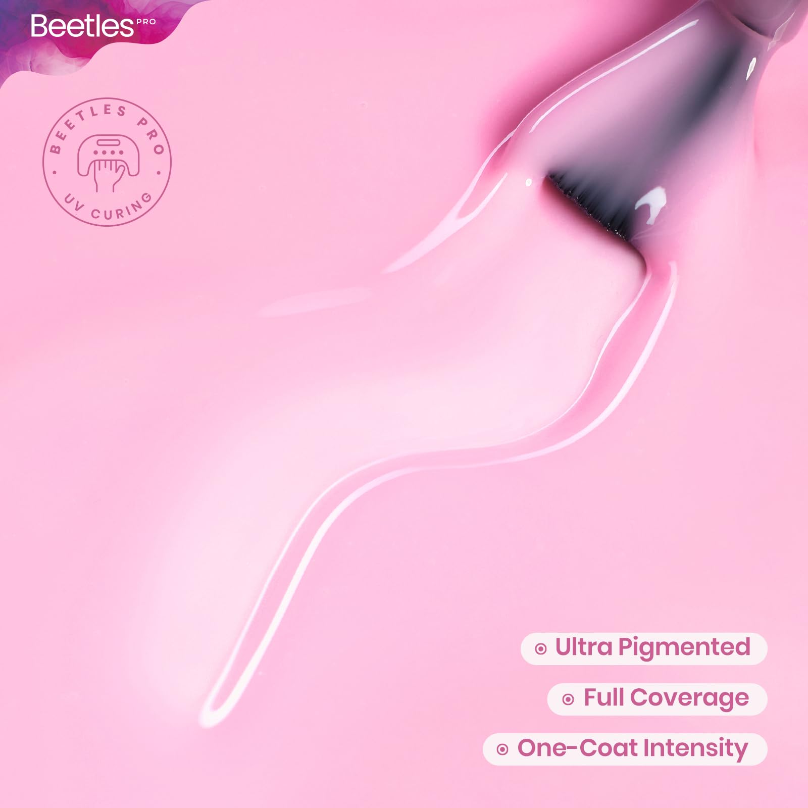 Beetles Pro Pink Gel Polish - Nails Dopamine Crush, Light Pastel Pink Color Gel Polish, UV Nail Lamp Cure Needed Nail Arts Salon-Quality Shine Long Lasting
