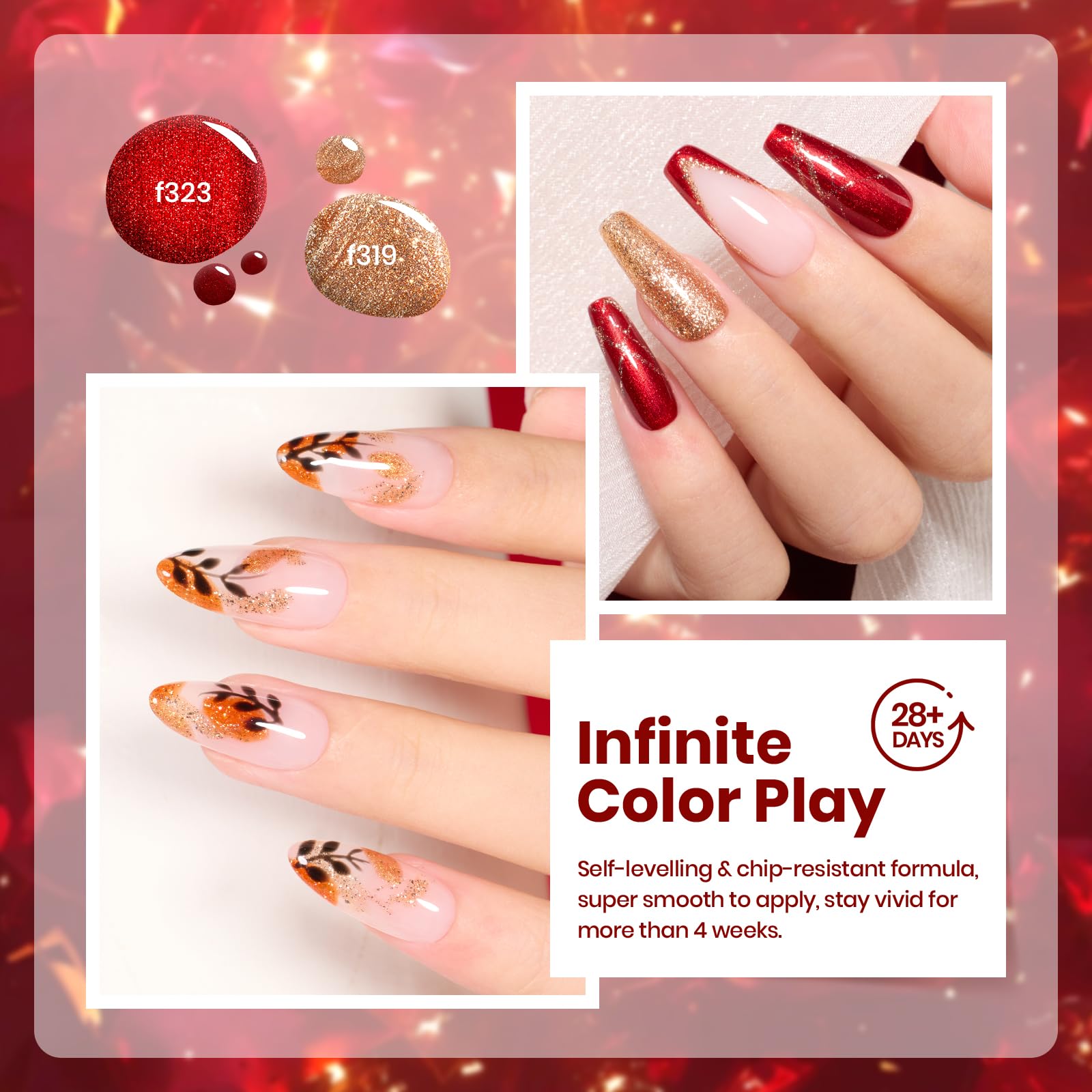 Passion Rush - 6 Colors Autumn Glitter Shimmer Gel Nails Polish Set