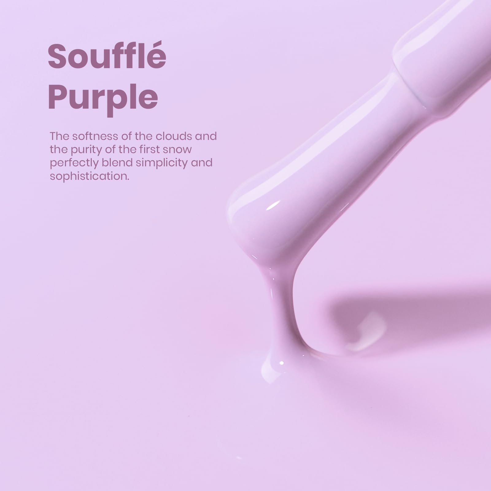 Beetles Purple Gel Nail Polish - Souffle Purple Gel Polish 15ML/0.51Fl Oz, Same Color Same Bottle, Soak Off UV LED Lamp Pastel Nail Art