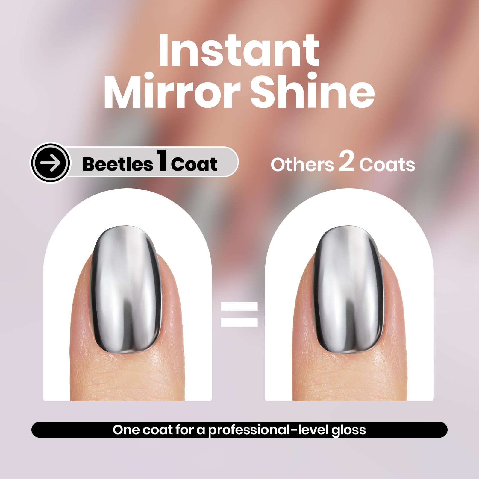 Beetles Silver Mirror Nail Polish - Chrome Glint 15ml Quick Dry Metallic Nail Polish Chrome Mirror Effect High Glossy