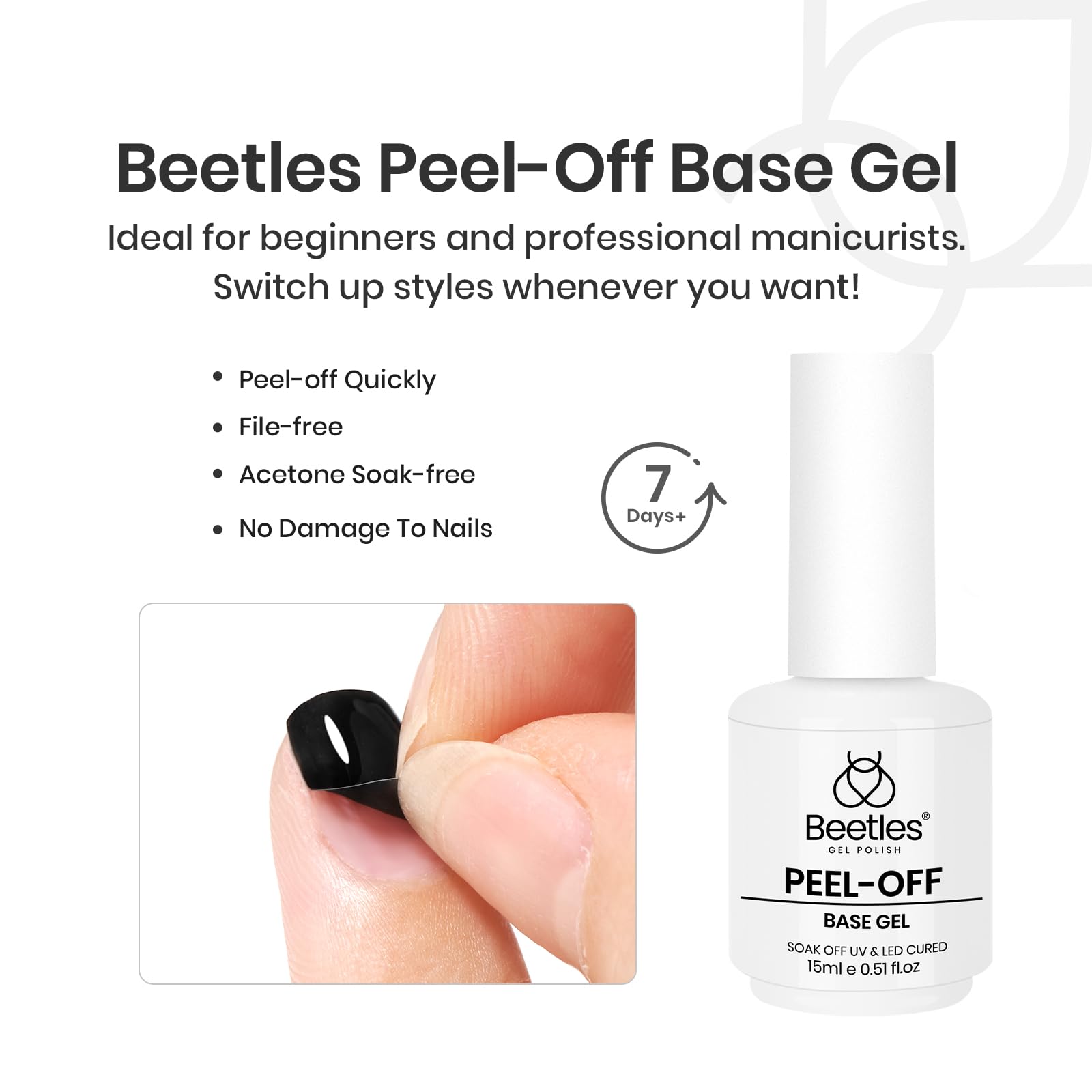 Beetles PEEL-OFF Base Coat and Top Coat Gel Nail Polish Set