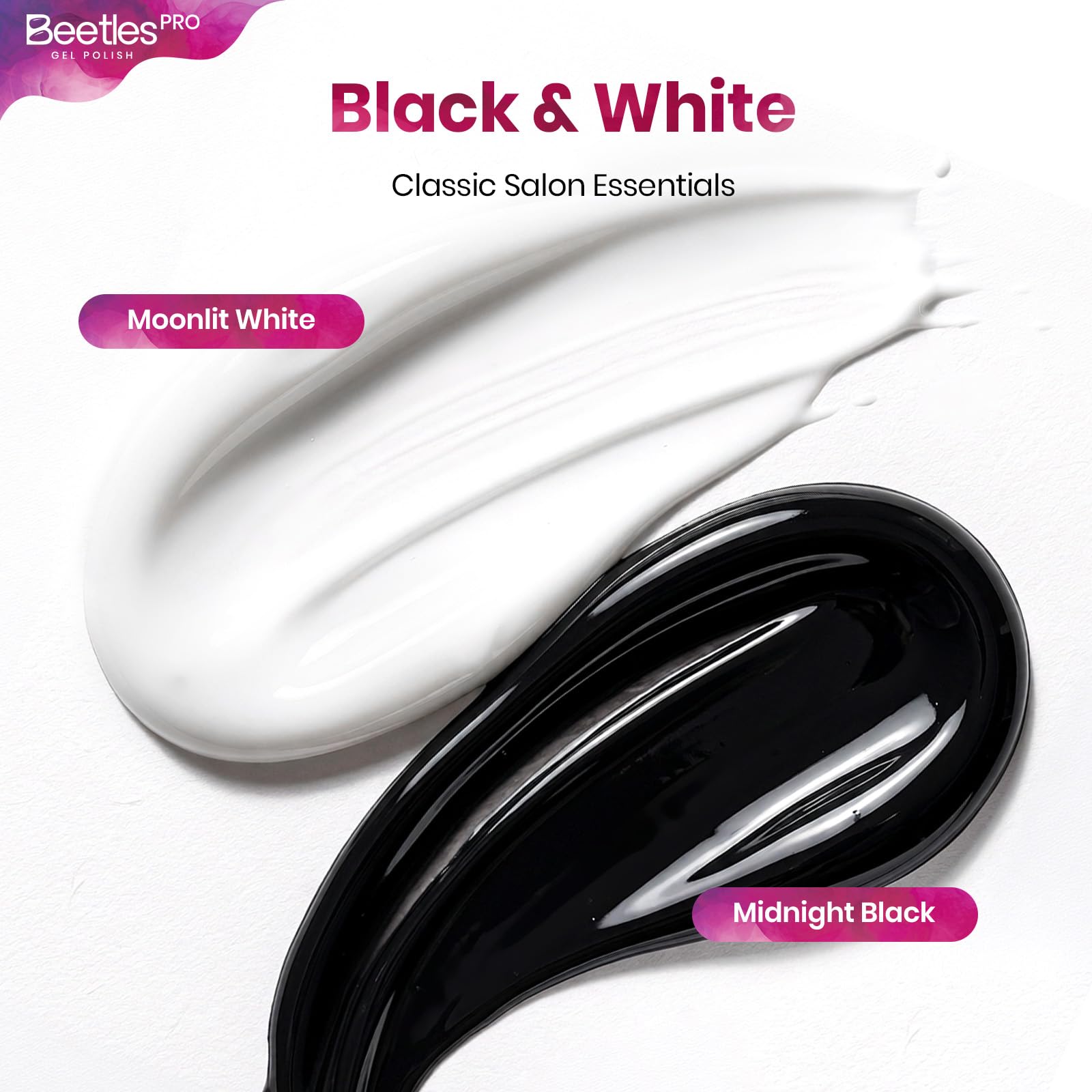 Beetles PRO Black & White Painting Gel - 2PCS Black White Gel Paint for Nails Art At Home DIY