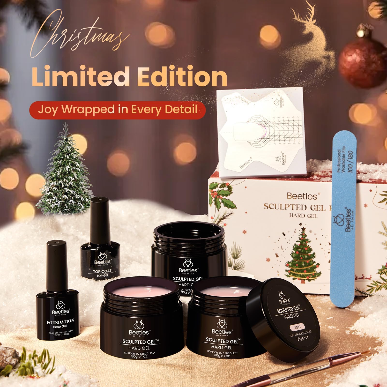 Beetles Christmas Limited Hard Gel Kit 3 Colors 9 in 1 Nail