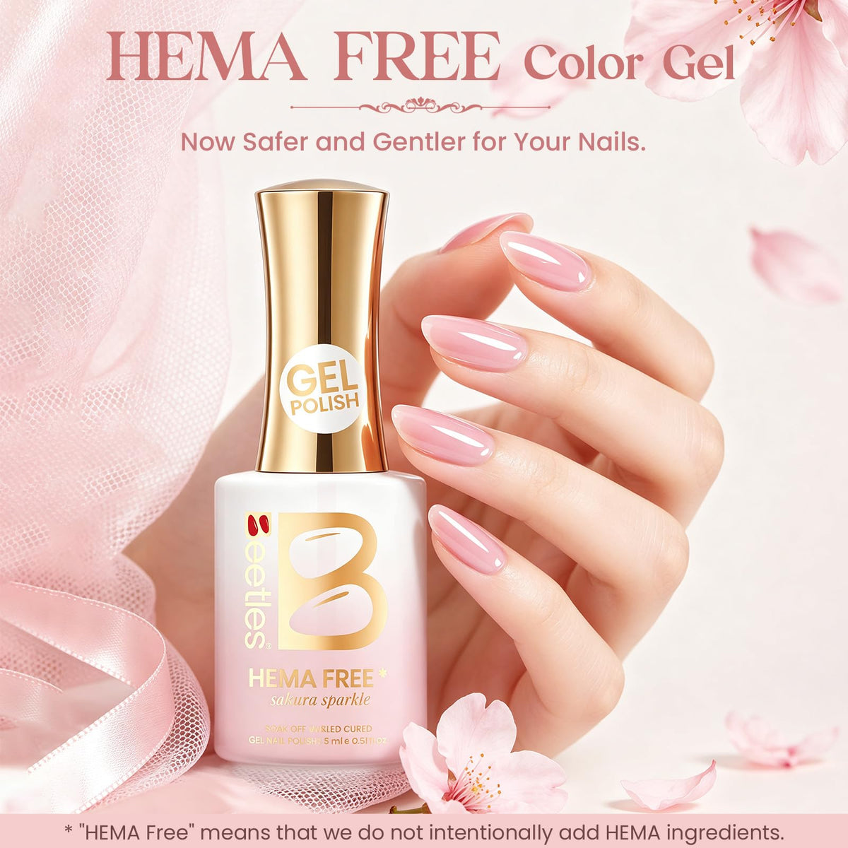 Beetles Nude Pink Gel Nail Polish Sakura Sparkle 15ML Neutral Jelly Pink