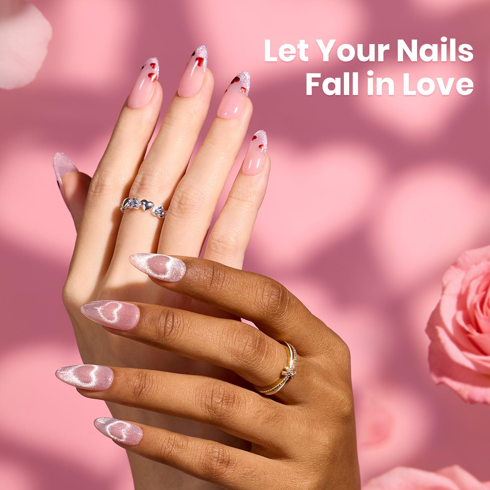 Beetles Valentine Nails: Blush Charm Valentine's Edition Builder Gel Kit with Mini Nail Lamp