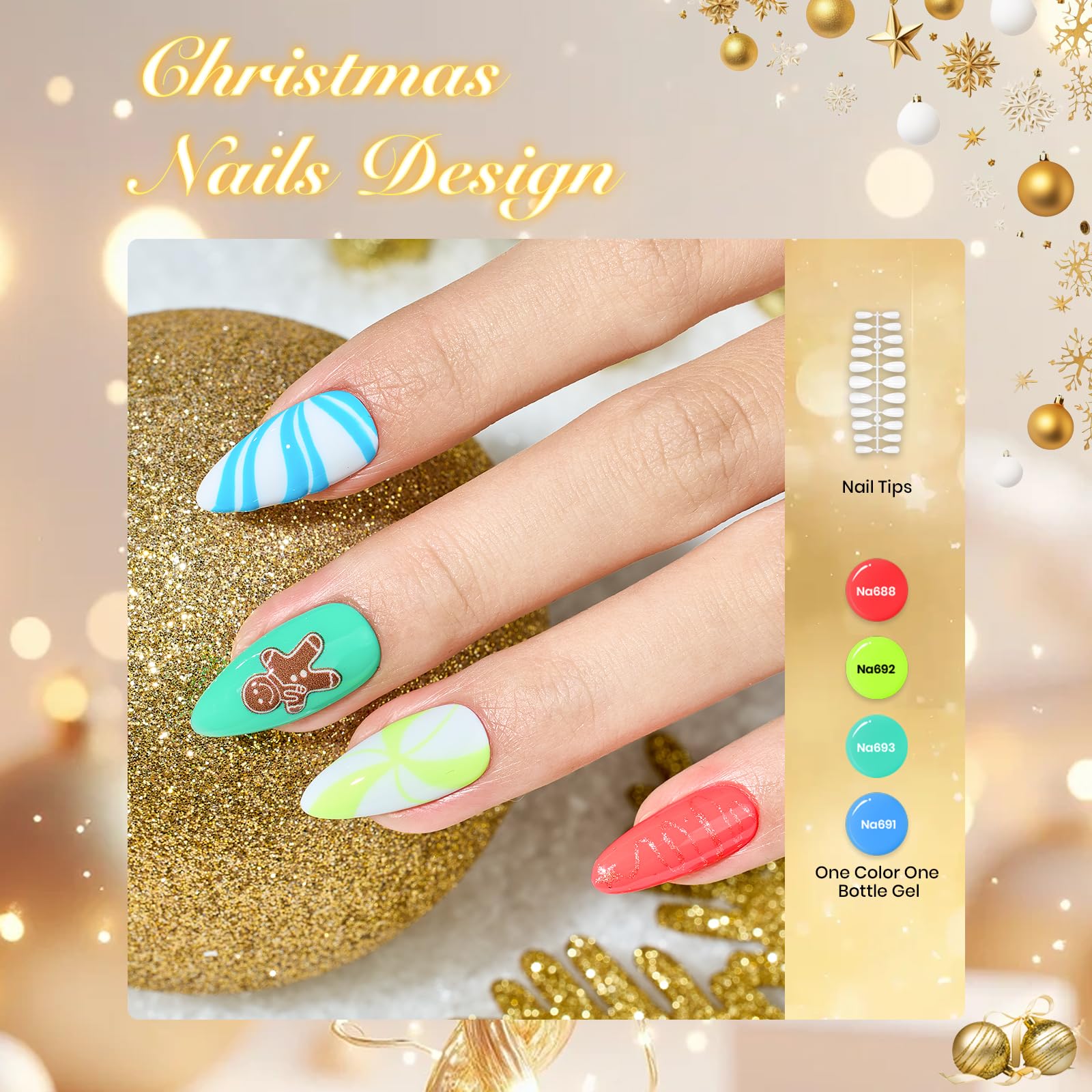 Beetles Christmas Gel Nail Polish Set with Mini LED Nail Lamp Colorful Bottle Nail Salon DIY Gift Basket