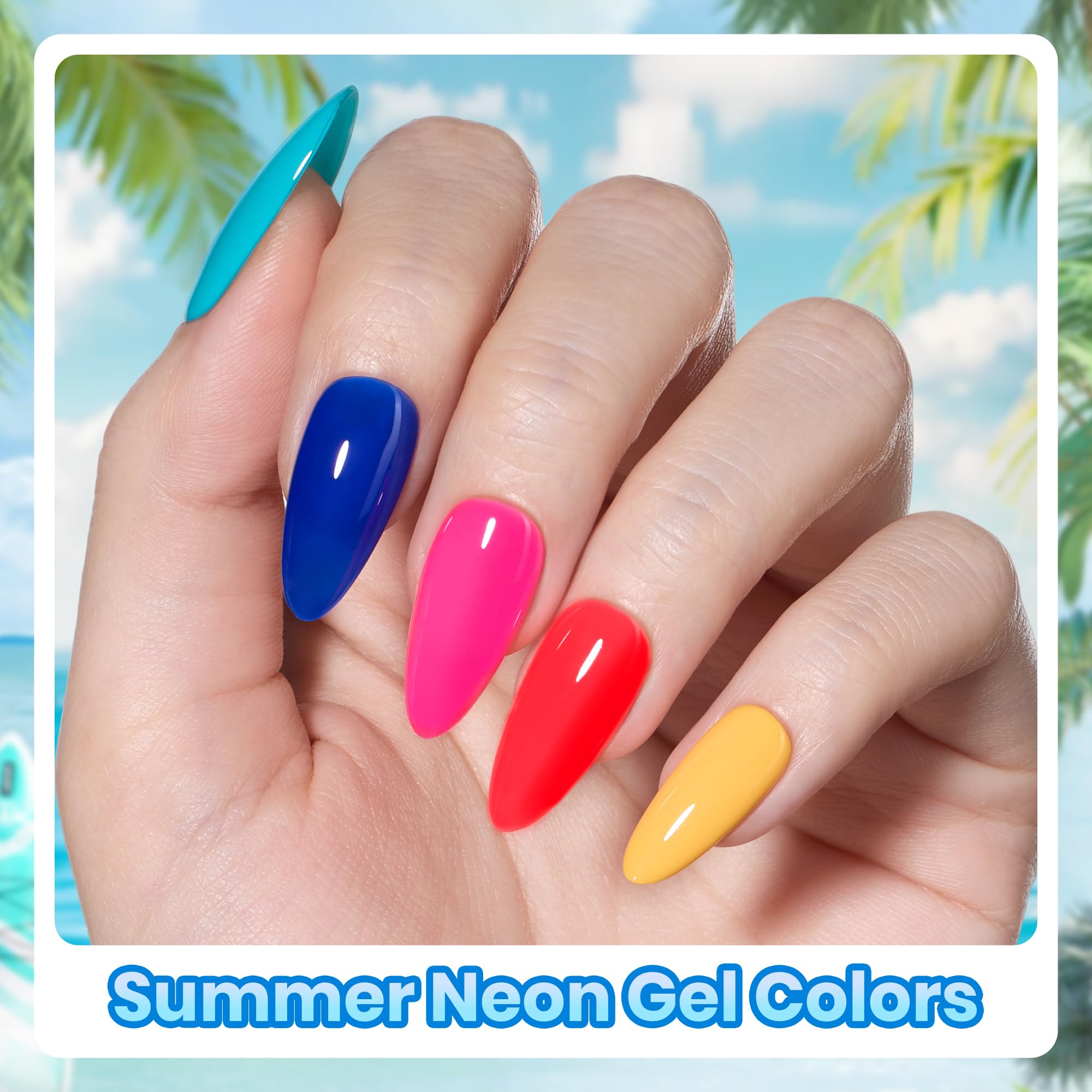 Beetles Dreamy Summer 6 Colors Nails Art Hot Pink Blue Yellow Green Gel Nail Polish Set