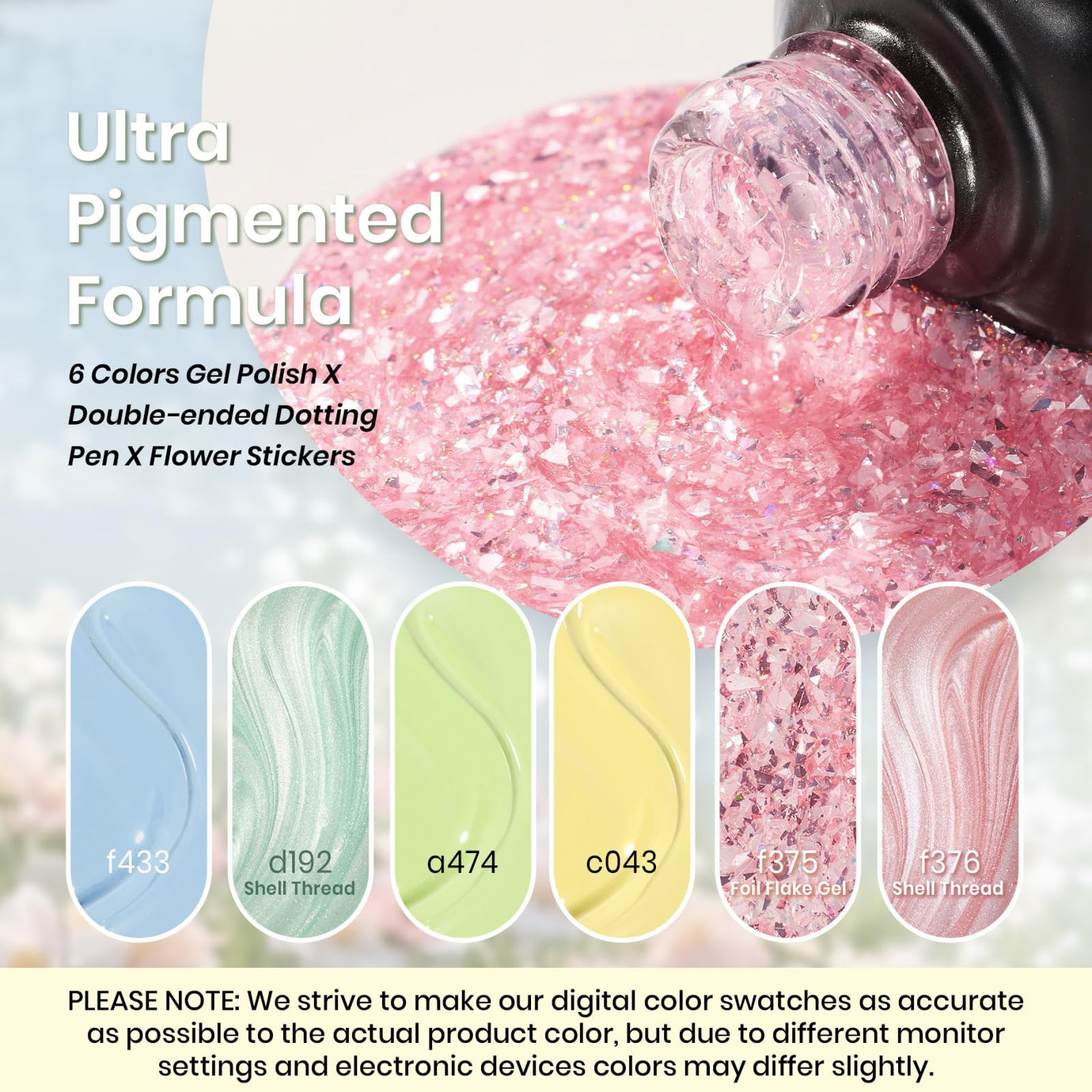 Beetles Pastel Gel Nail Polish 6 Colors Spring Pink Green Yellow Gel ...