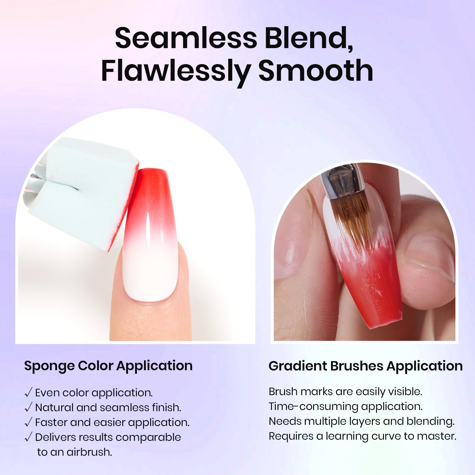 88Pcs Soft Nail Sponges for Ombre With Grabbing Pen