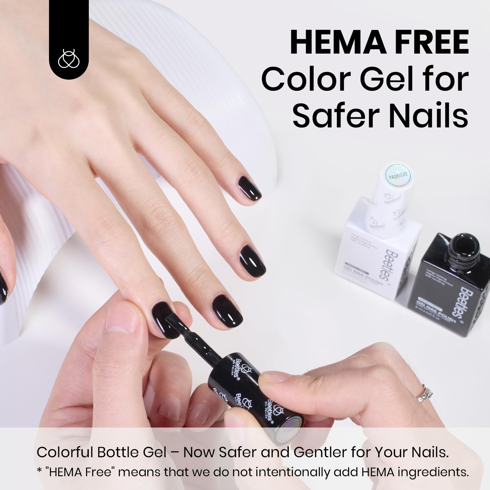 Hema-Free Monochrome Aesthetic Beetles Balck and White Gel Polish 2 Pcs 15ML