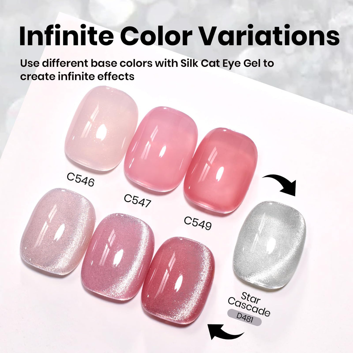 Beetles Silver Cat Eye Gel Nail Polish - 15ML Glitter Gel Polish
