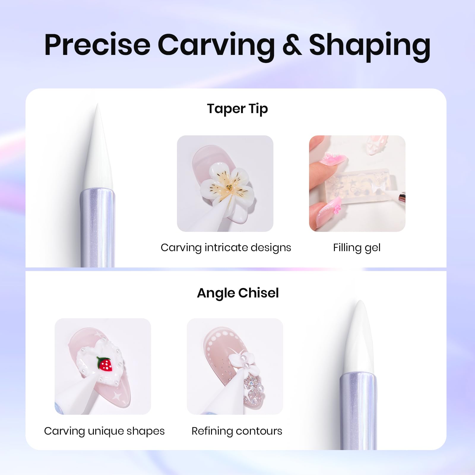 5Pcs Silicone Dual-Head Nail Art Tools Brushes Set – Beetles Gel
