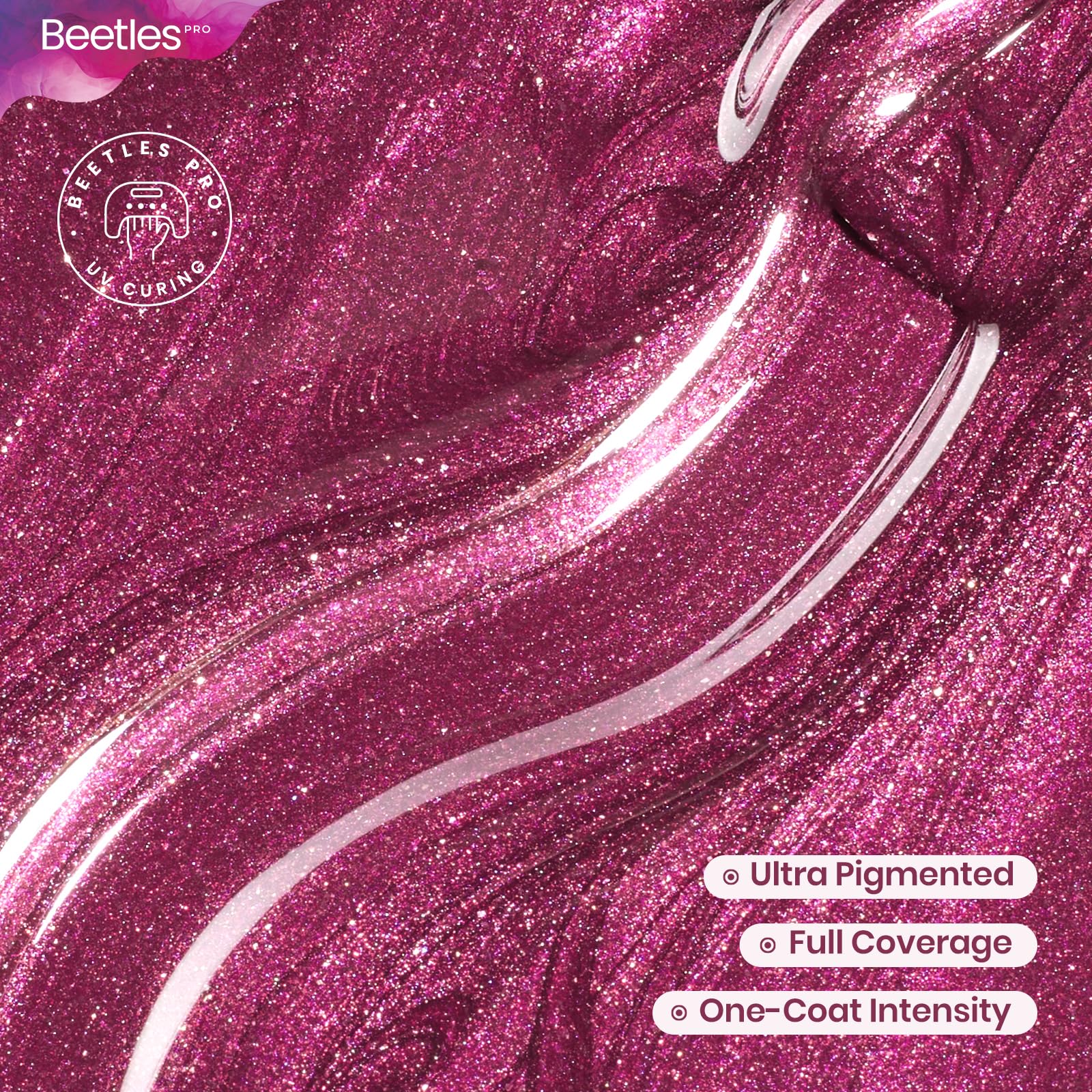 Beetles Pro Shimmer Gel Polish - Out of Reach, Purple Shimmer Color 20ML Glitter Gel Polish