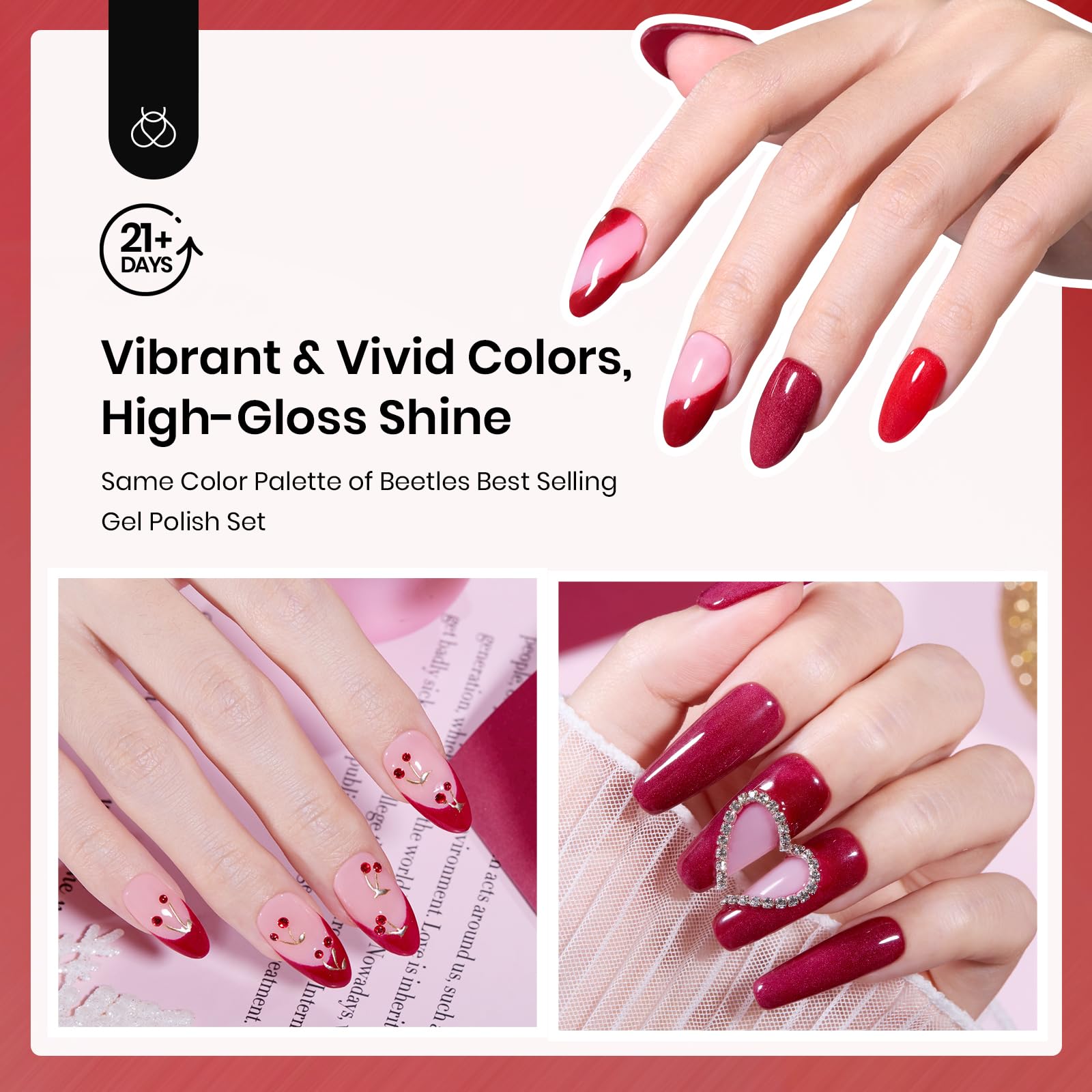 Ruby Preface | 6 color D powder Dip Red Nail Kit set – Beetles Gel