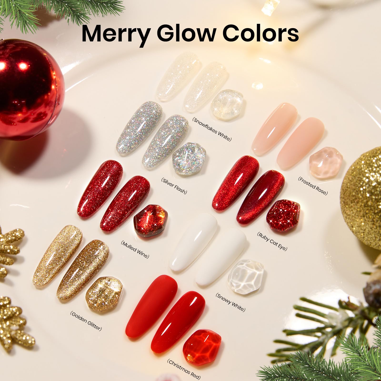 Beetles Christmas Gel Polish Set - Merry Glow 8 Colors Holiday Gift Box