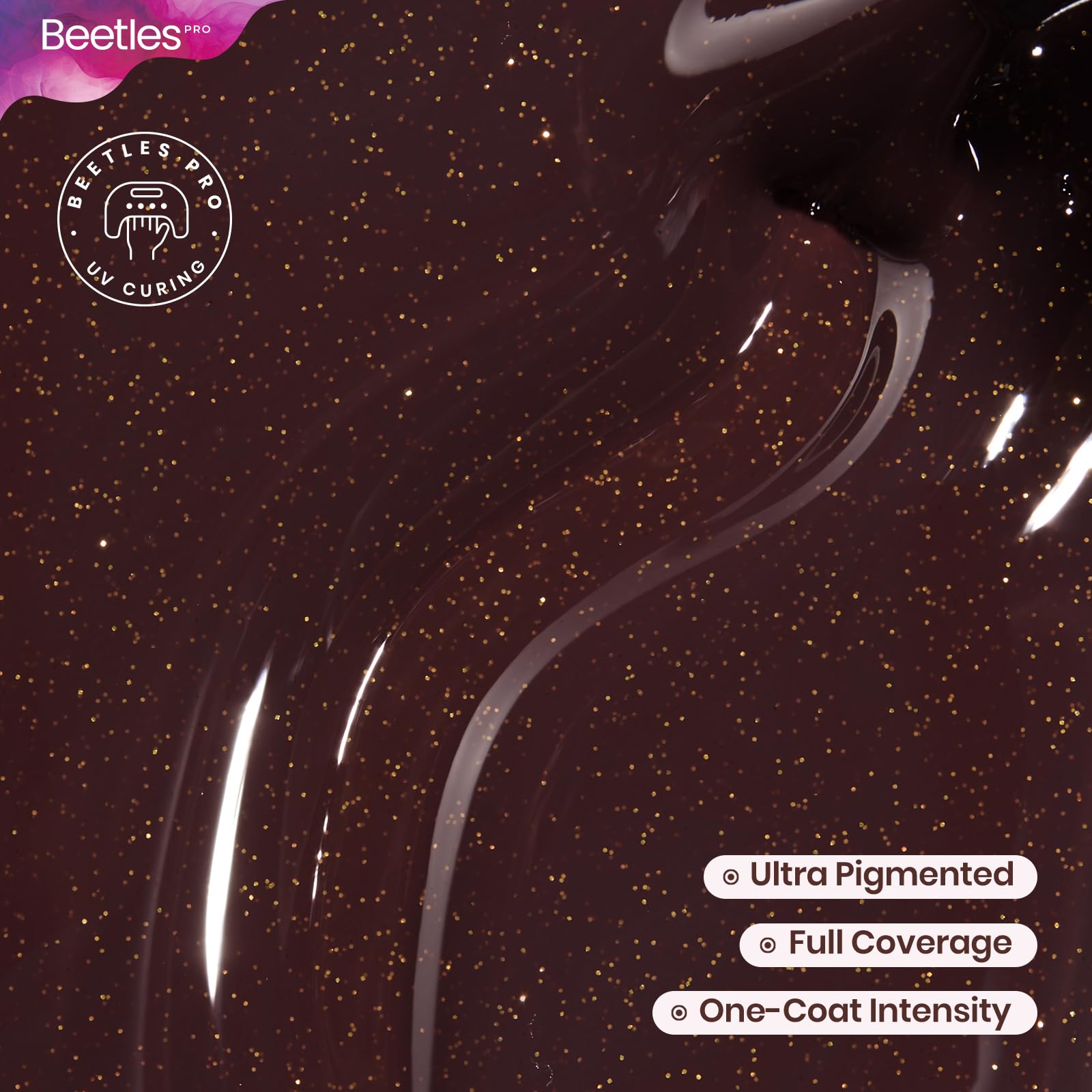 Beetles Pro Brown Gel Polish - Delusional Confidence Dark Brown Color 20ML Shimmer Gel Polish