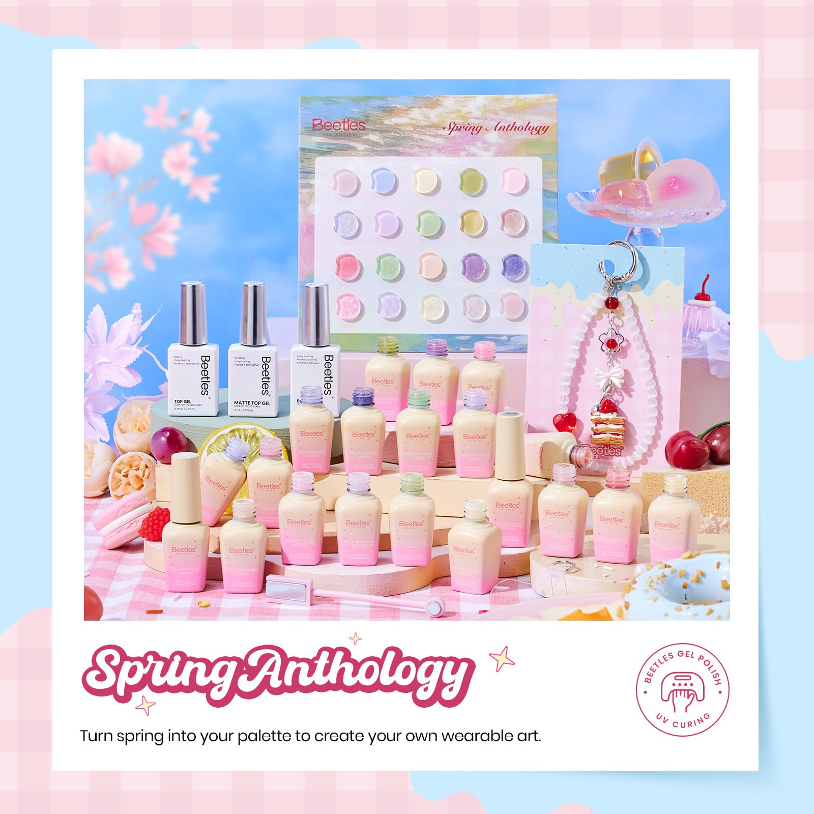 Beetles Pastel Gel Nail Polish Set - Spring Anthology 20 Colors Gel Polish Cat Eye Pink Yellow Blue Green Pearl Shimmer