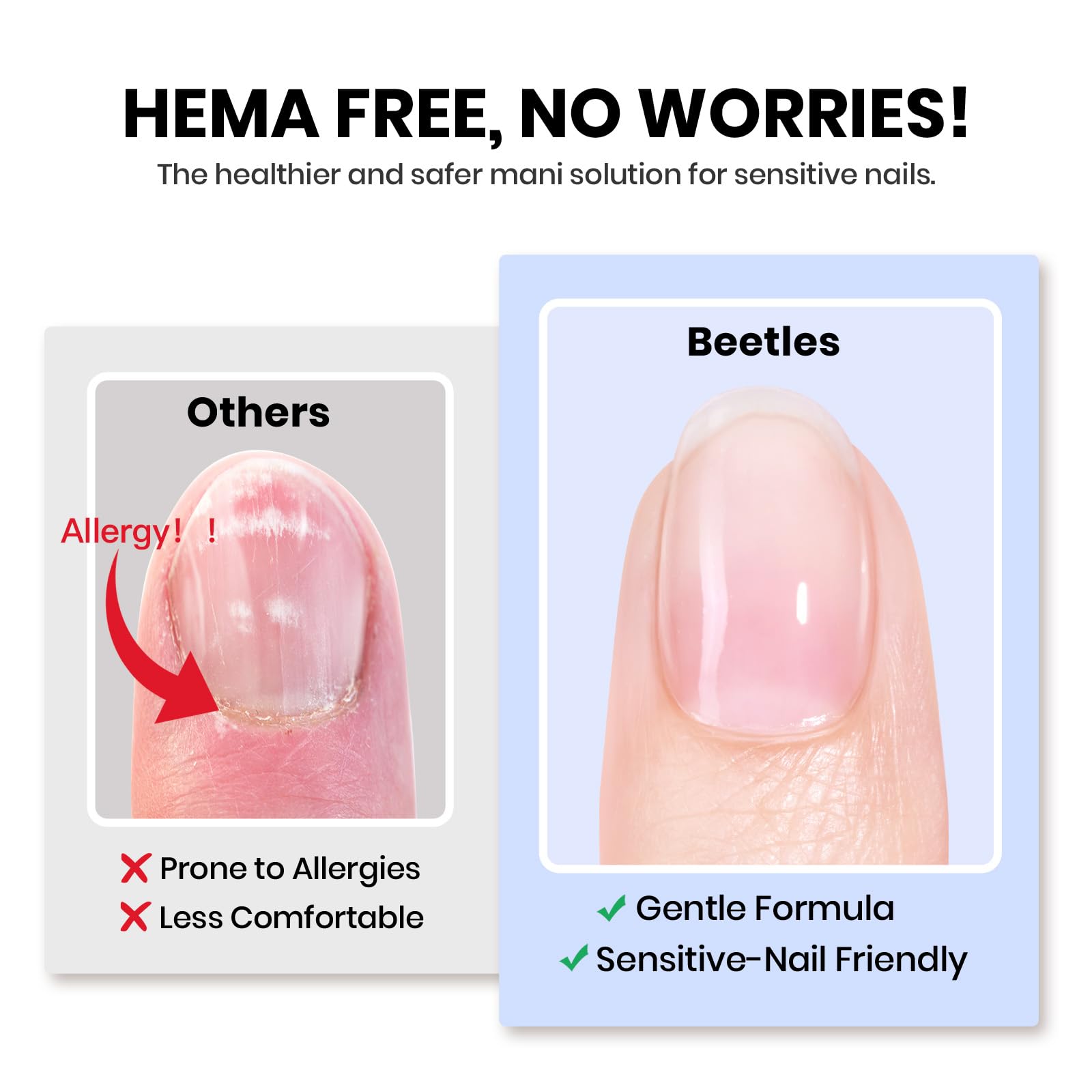 Beetles Hema-Free Nail Glue Gel - 10ml Super Strong Brush U V Nail Glue