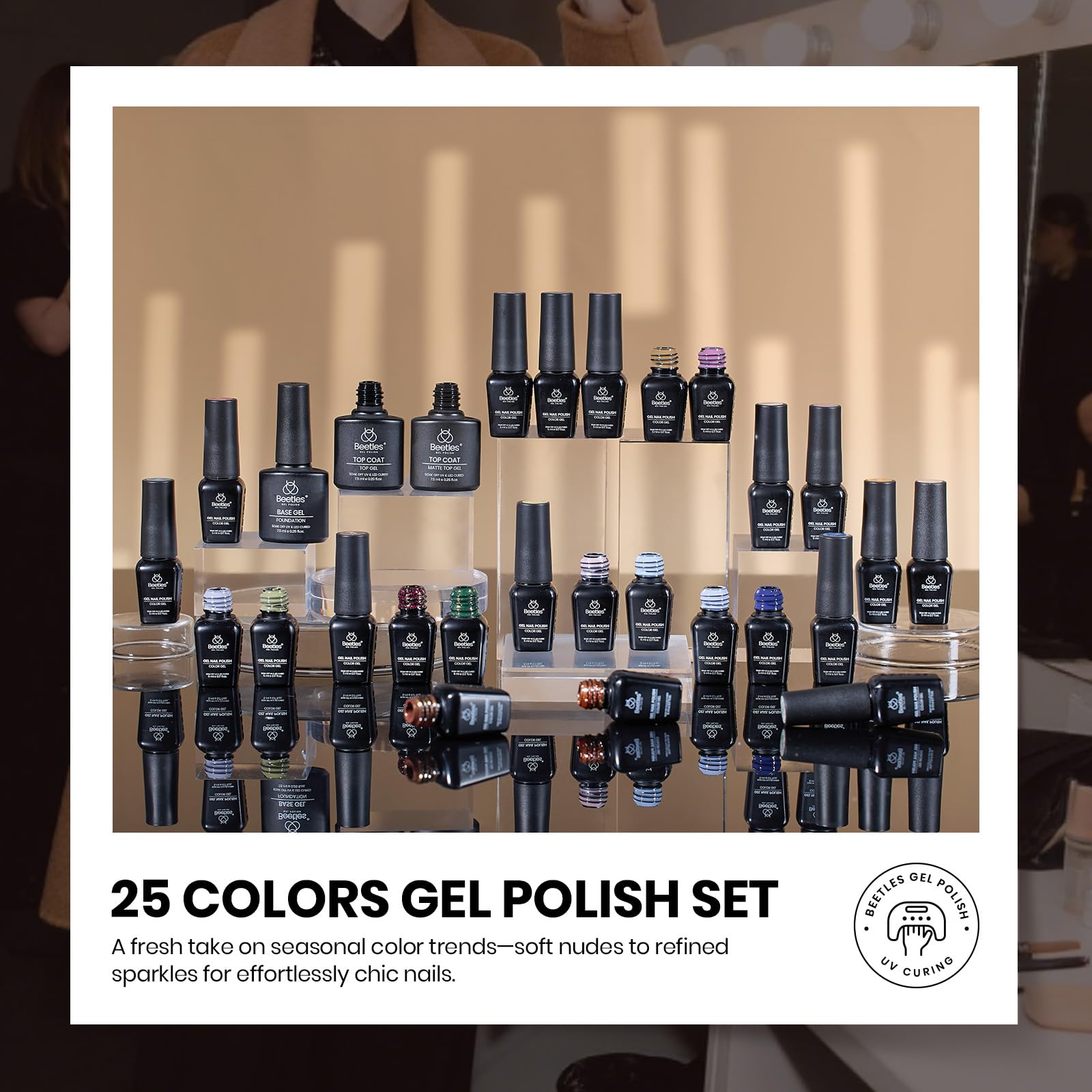 Catwalk Tonal Hues Nails  - 25 Colors Nude Brown Yellow Purple Green Glitter Gel Polish Set