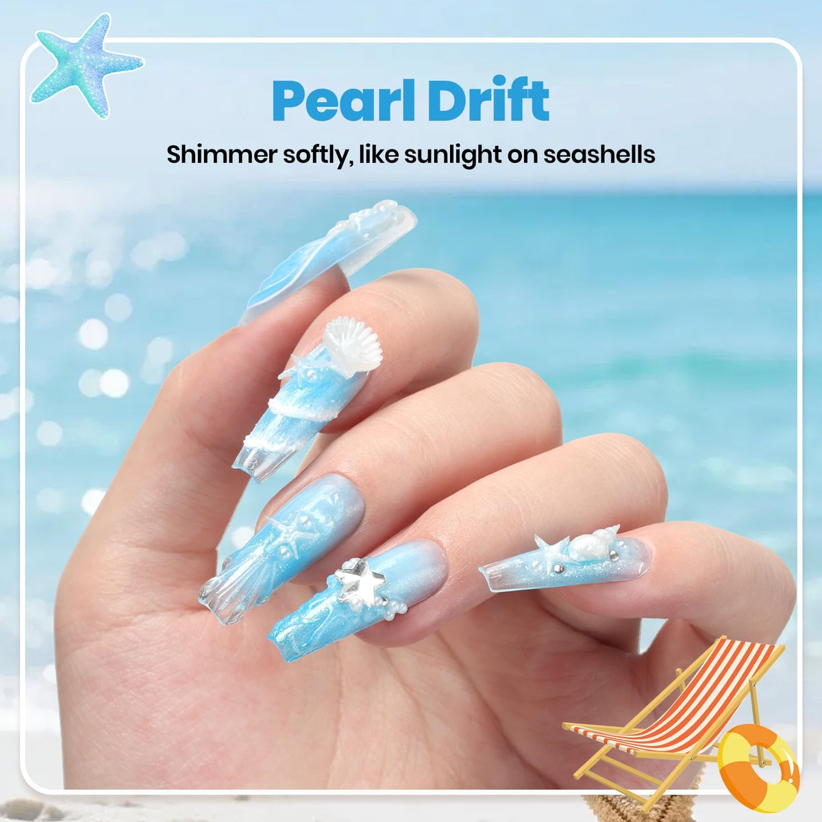Beetles 3D Gel Nail Art & 3D Mold 1.06 oz Pearl White with Sculpting Pen