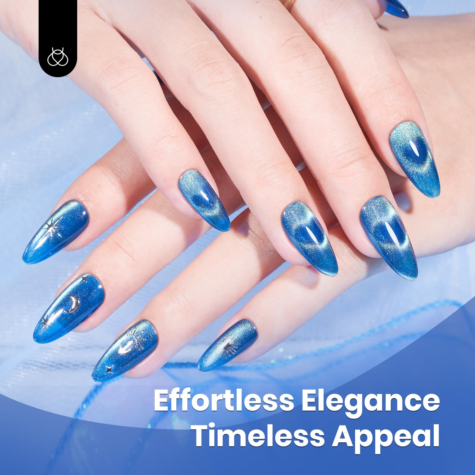 Stellar Whisper Nails  - 15ML Blue Glass Cat Eye Glitter Magnetic Gel Polish
