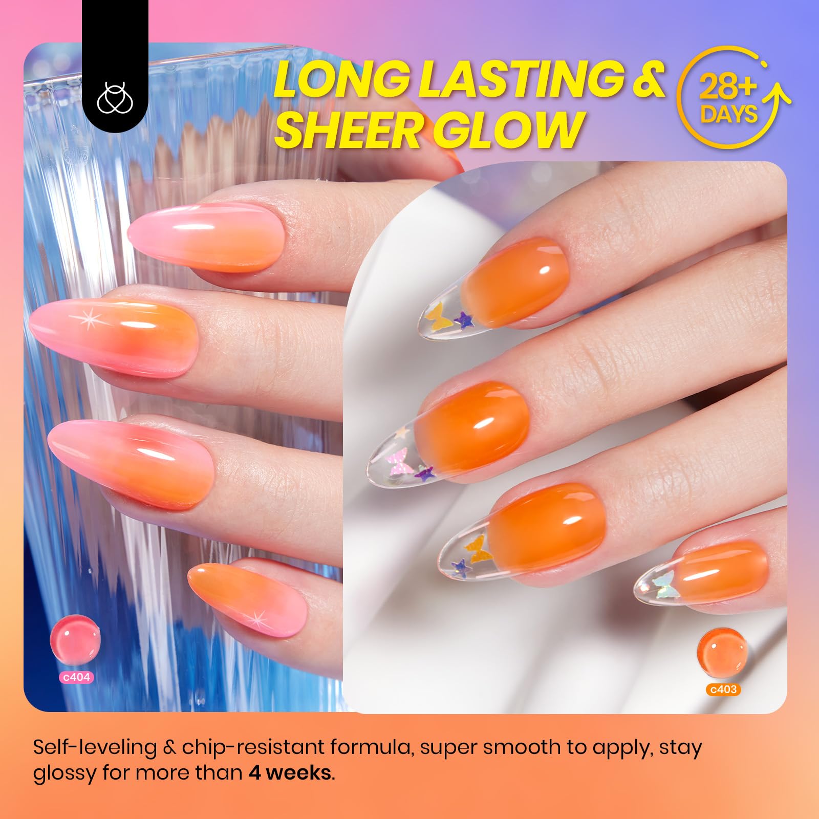 Beetles Gel Polish Neon Jelly - 6 Colors Sheer Hot Pink Red Orange Purple Blue Yellow Summer Nails Set